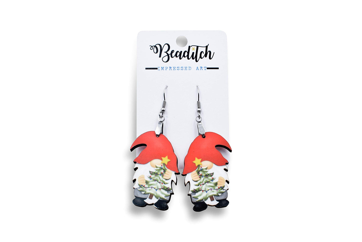 Holiday Gnome Earrings - Christmas Tree Earrings