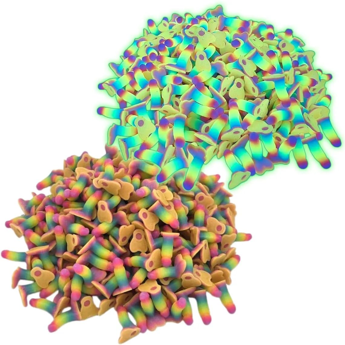 Bag of Dicks - Glow in The Dark Tiny Penis Dick, Rainbow Glowing Dick in Bulk for Party Favors, Bachelorette Gag Gift, Funny Prank Joke, Risque Novelty Items (Pack of 50)