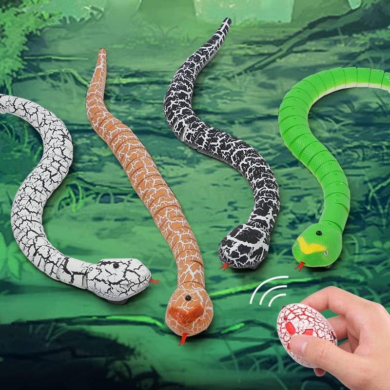 Vicketoy Remote Control Snake Toy, Realistic RC Snake Toy USB Rechargeable Robot Rattlesnake Model 16" Long Animal Prank Toy for Kids and Adults Christmas Halloween Birthday Gifts (Orange)