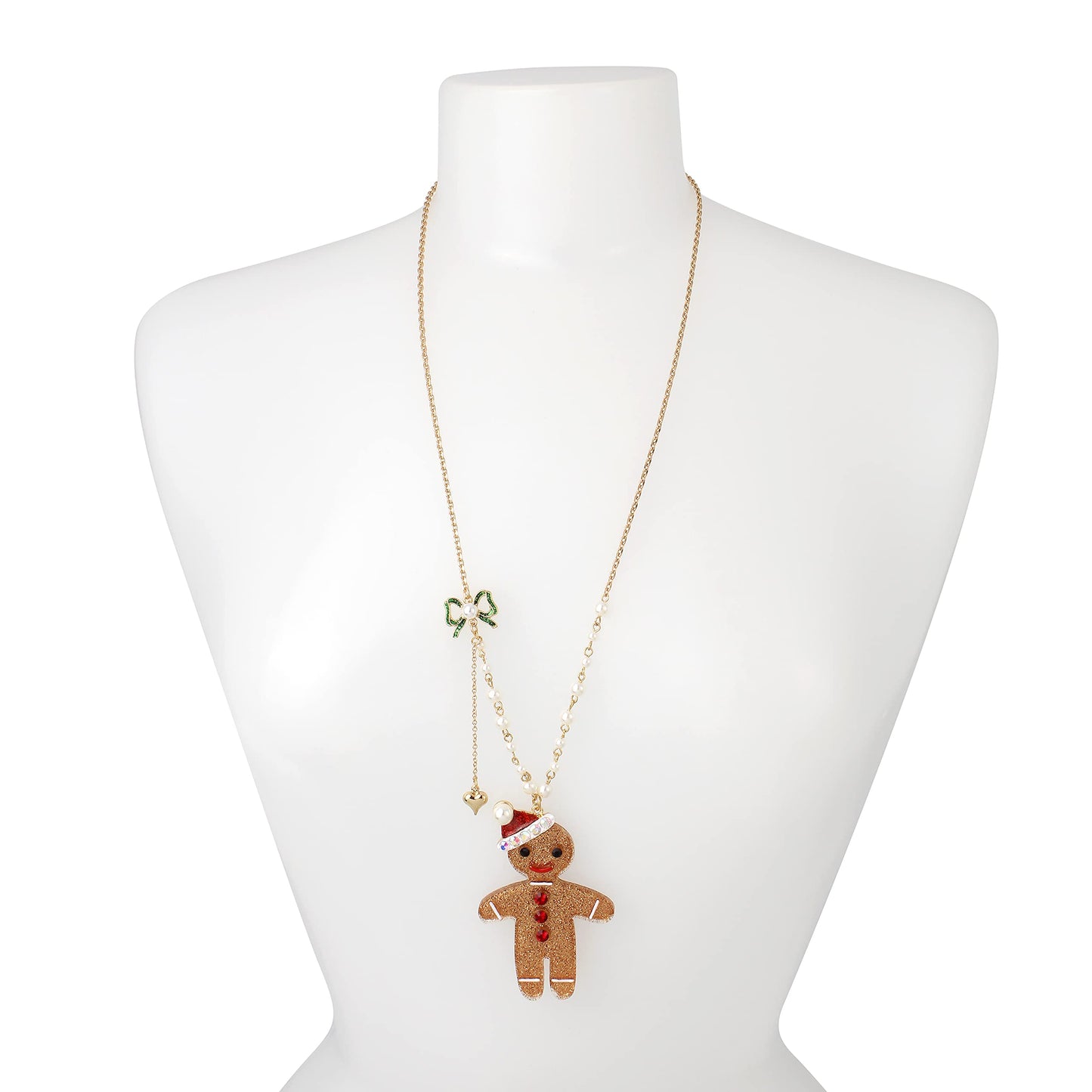 Betsey Johnson womens Gingerbread Pendant Long Necklace,Brown,373164GLD200