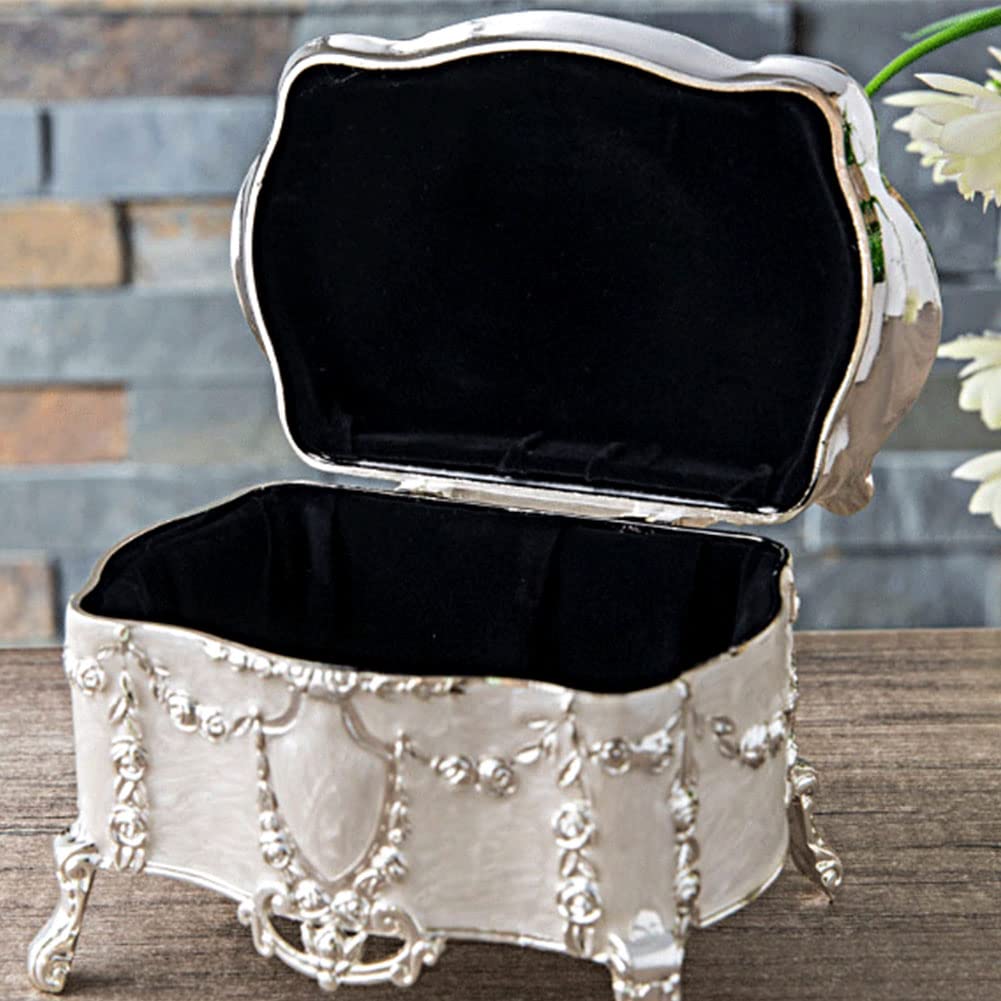 AVESON Luxury Vintage Metal Alloy Jewelry Box Ring Trinket Case Christmas Birthday Gift, Medium