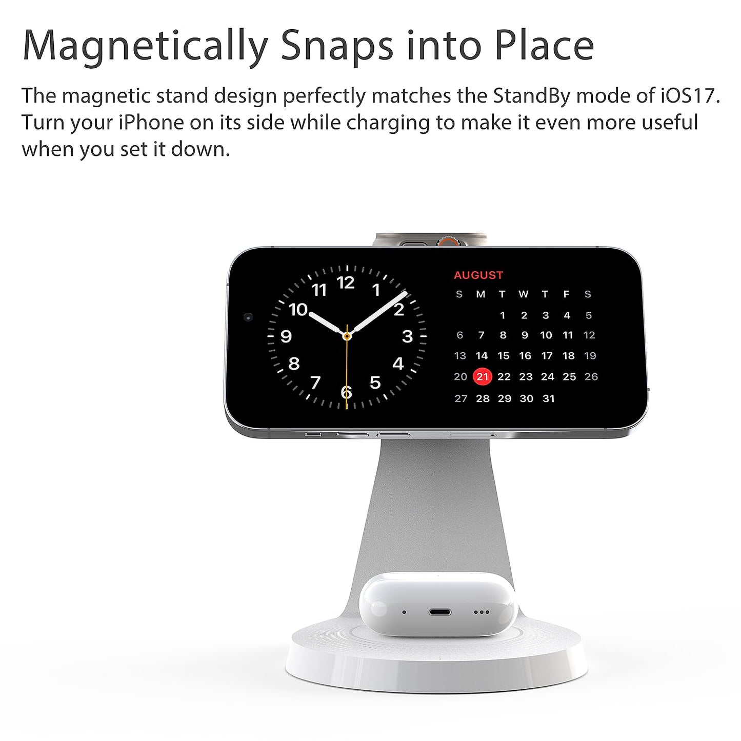3 in 1 Charging Station for Apple Devices,Mag-Safe Charger Stand Fast Charging,Wireless Charger for iPhone 16/15/14/13/12 Series,& AirPods,& iWatch(USB-C Charger Included)