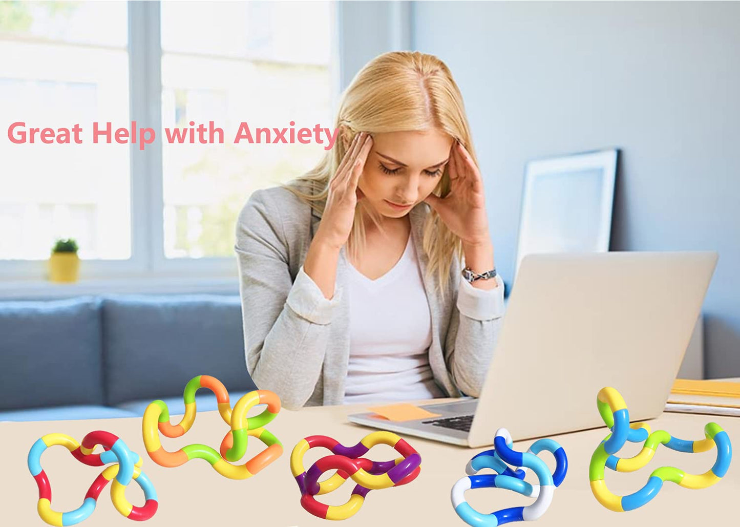 20 PCS Quiet Fidgets Toys,Multicolor Fidget Toys for Adults,Kids-Sensory Items for Relaxation,Autism,Decompression-Squeeze, Twist, Chain Spinner Alternative Gift