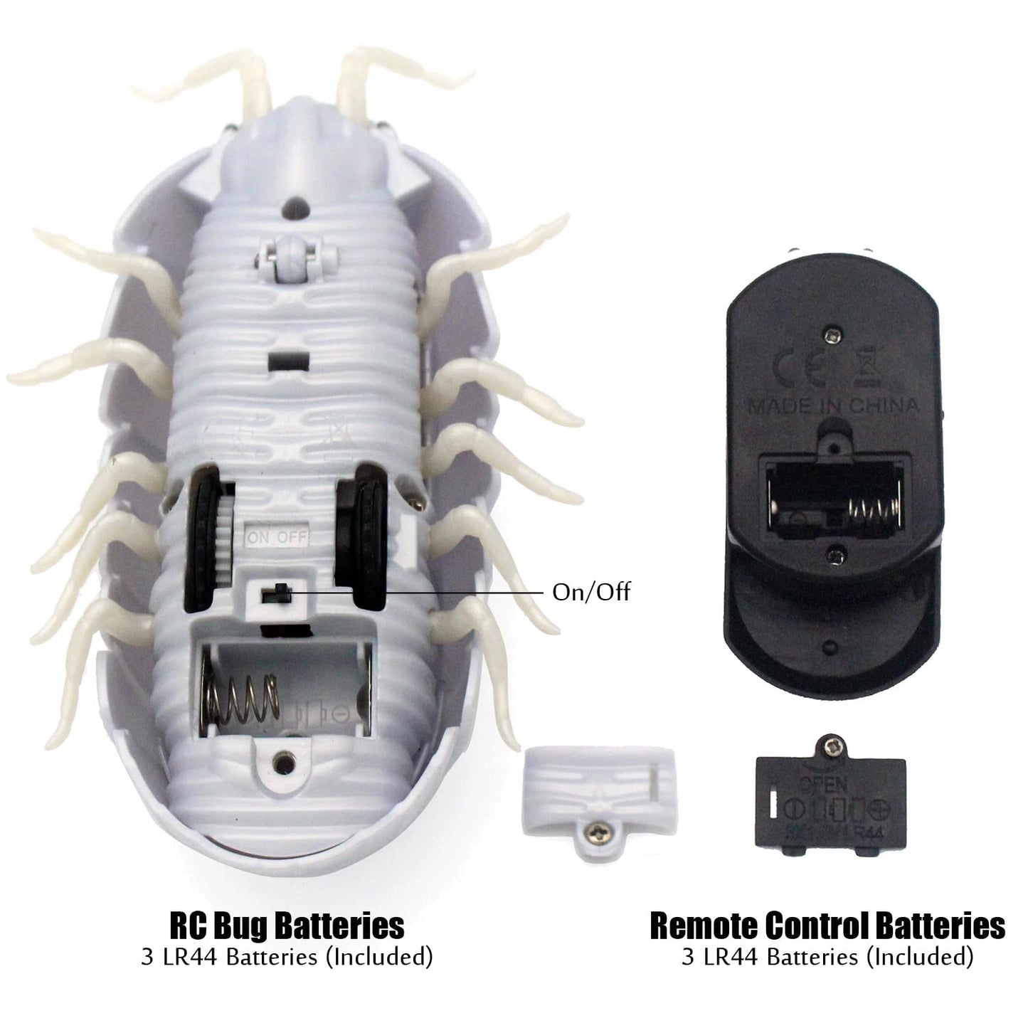 Tipmant RC Bug Remote Control Worm Realistic Pillbug Electronic Animal Prank Toy Insect Car Vehicle Kids Birthday Gifts (White)