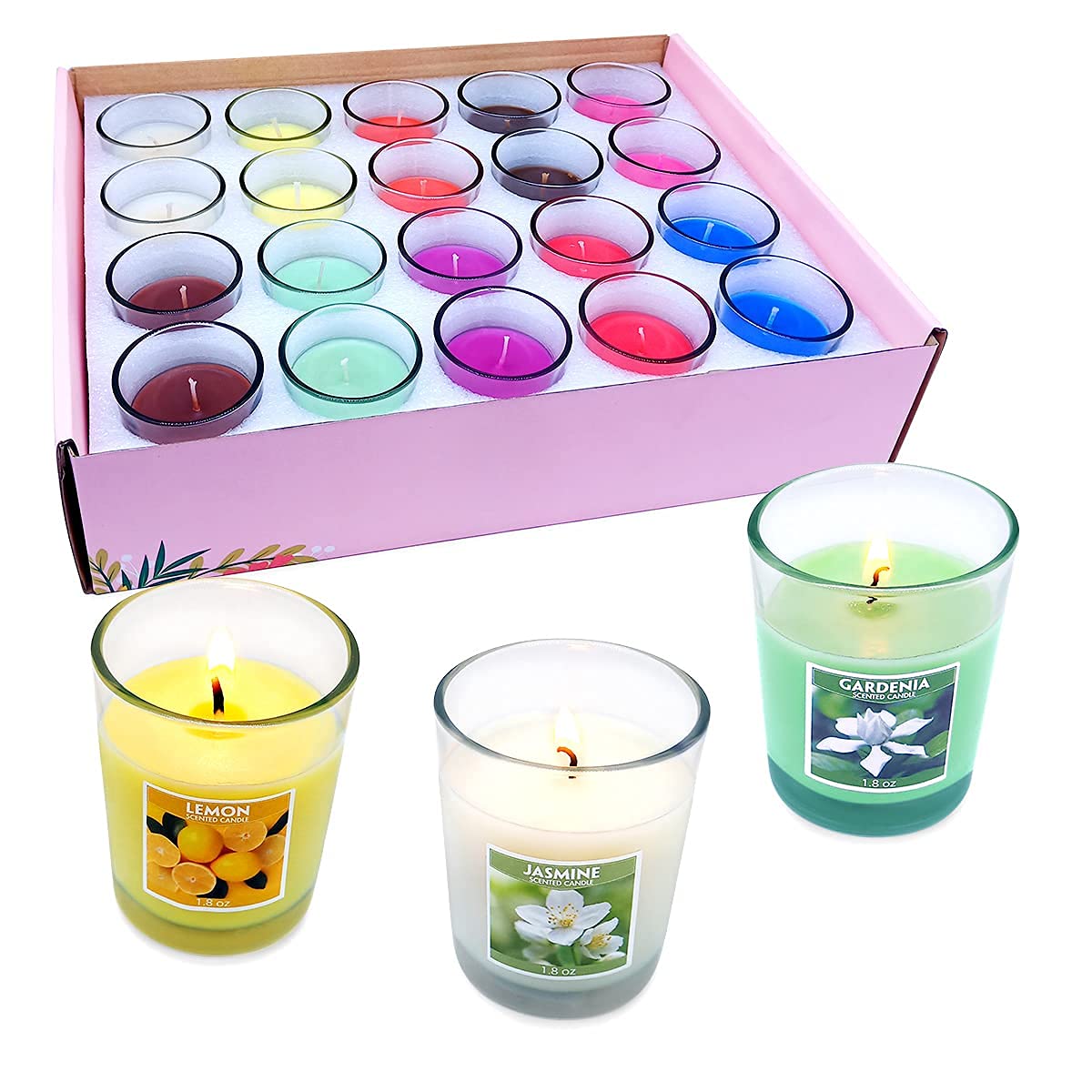 20 Packs Scented Aromatherapy Candle with 10 Fragrances, 1.8 Oz Soy Votive Candle for Home Decoration, Candle Gifts Baskets for Christmas Thanksgiving Anniversary