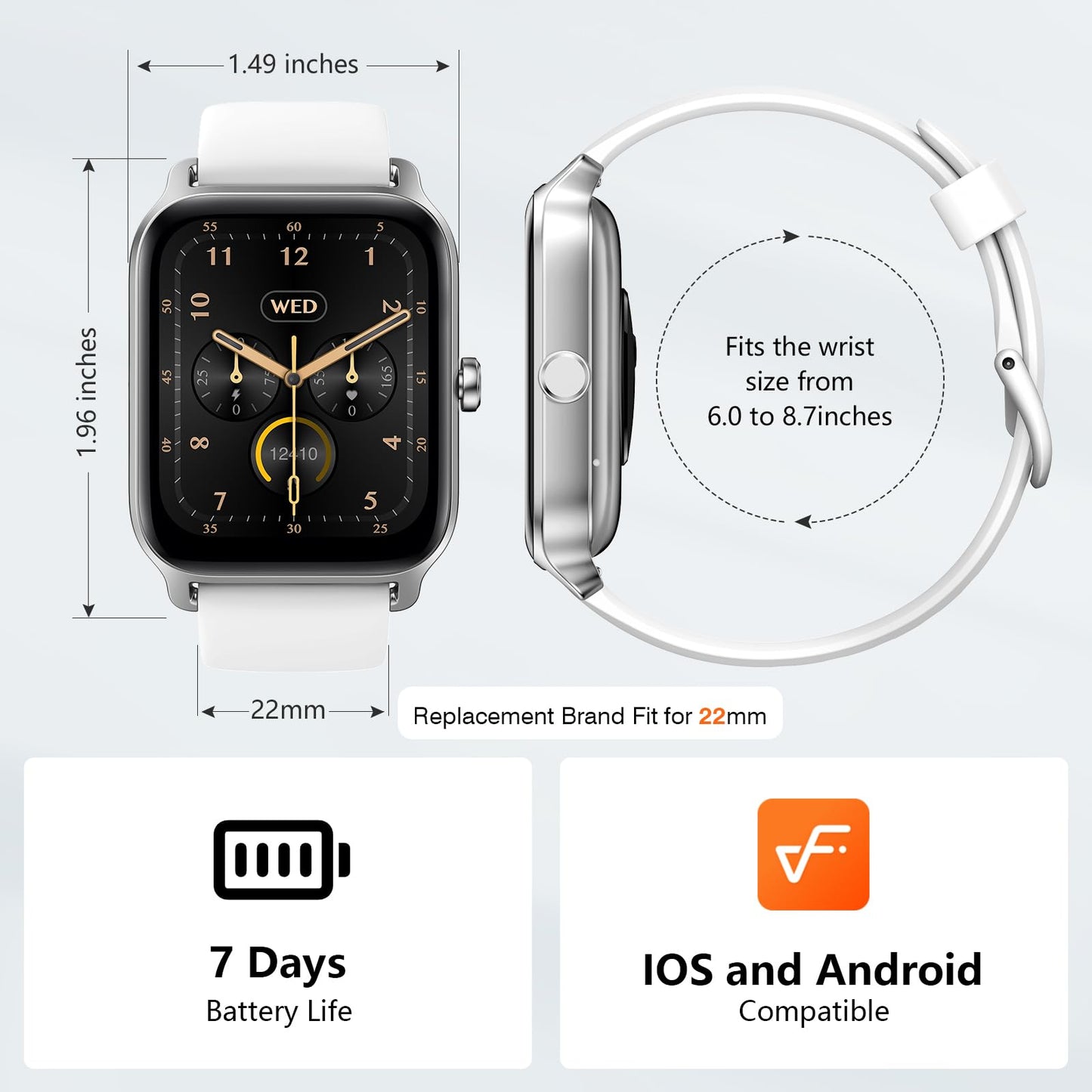 Smart Watches for Women Men, 2025 Smartwatch 1.8'' Alexa Fitness Tracker Smart Watch Compatible for Android iPhone with Bluetooth Call (Answer/Make), IP68 Waterproof Heart Rate/Sleep/SpO2 Monitor 110+