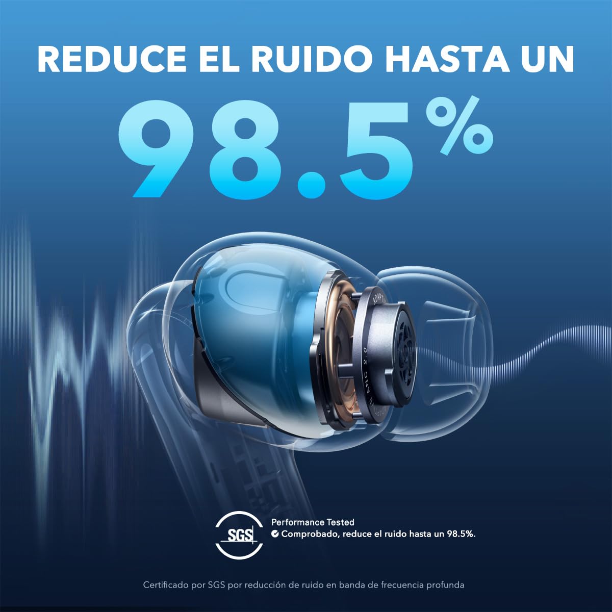 Soundcore by Anker Liberty 4 NC Wireless Earbuds, 98.5% Noise Reduction, Adaptive Noise Cancelling to Ears and Environment, Hi-Res Sound, 50H Battery, Wireless Charging, Bluetooth 5.3