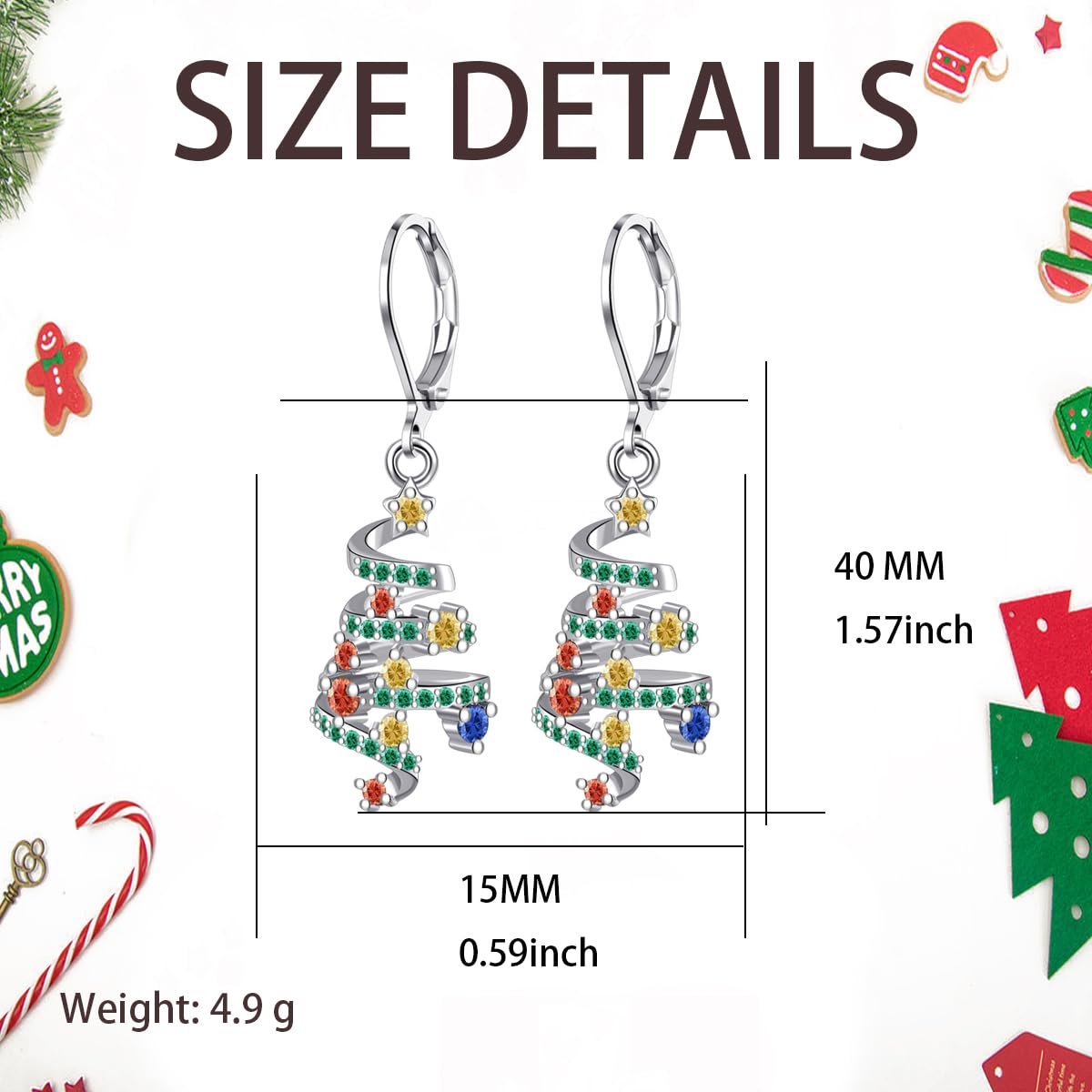 TALYKONG Christmas Earrings Christmas Tree Earrings for Women Dangle Leverback Christmas Holiday Winter Xmas Jewelry for Women (christmas tree)