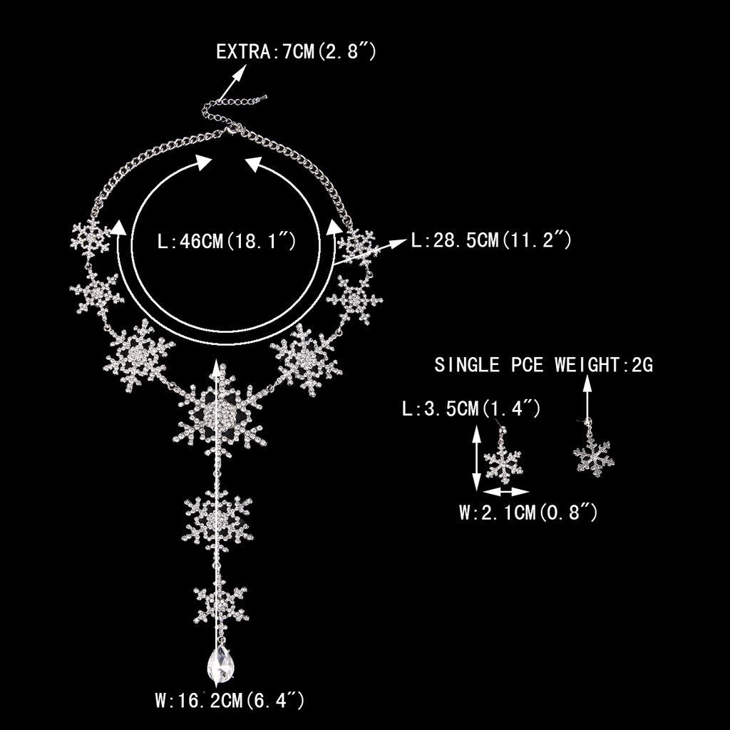 EVER FAITH Austrian Crystal Tear Drop Snowflake Necklace Earrings Set Clear Silver-Tone