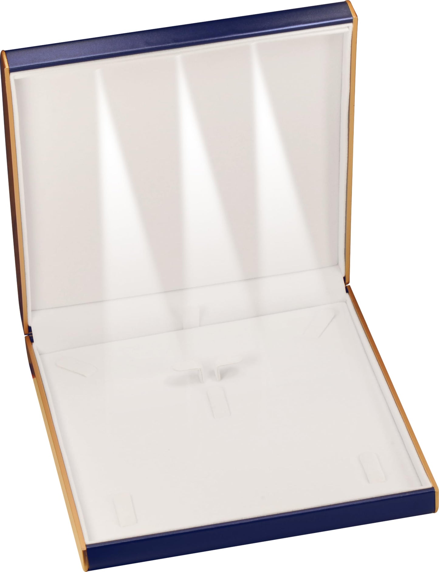 LED Blue Extra Large Necklace Pendant Earrings Ring Bracelet Box Luxury PU Leather Dome Top Designed with Gold Color Painted on the Sides Big Jewelry Sets Gift Holder Box with Light for Men for Women(Blue)