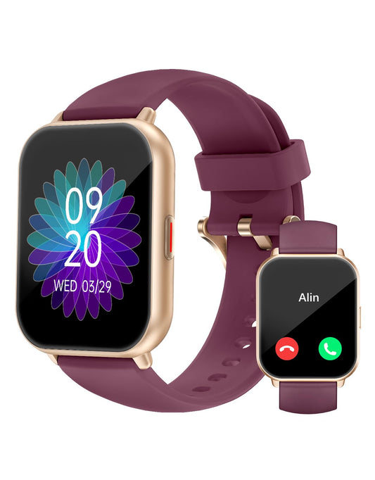 RUIMEN Smart Watches for Men Women (Answer/Make Calls, 2 Bands Included), 1.8" Smartwatch for iOS/Android Phones, Fitness Tracker Heart Rate/Sleep Monitor Digital Watch Waterproof Purple