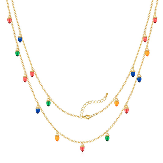 WOWORAMA Christmas Light Necklace for Women - Colorful Long Acrylic Holiday Necklace - Novelty Funny Jewelry Xmas Party Favors