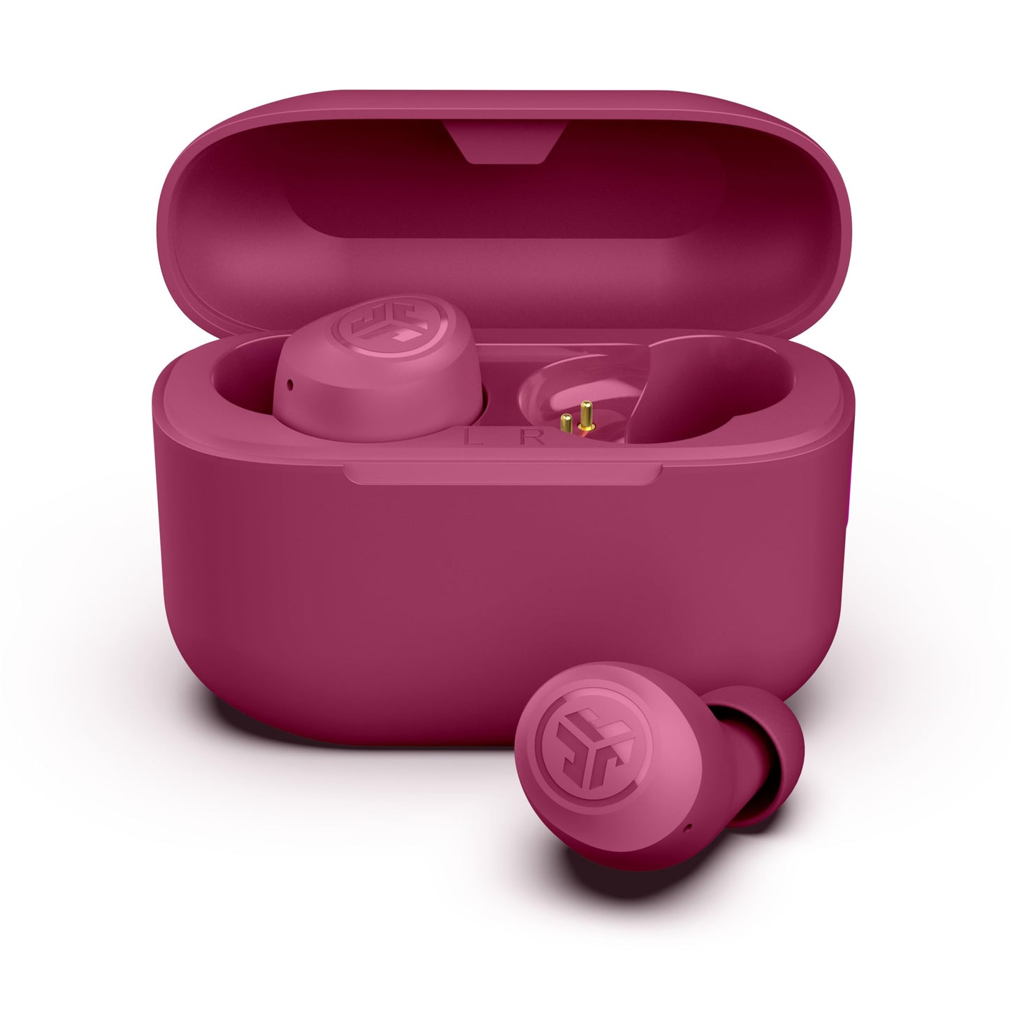JLab Go Air Pop+ True Wireless Earbuds, in Ear Headphones, Bluetooth Earphones, 35H Playtime Ear Buds, Bluetooth Earbuds with Microphone, USB-C Charging Case, Dual Connect, EQ3 Sound, Dark Pink