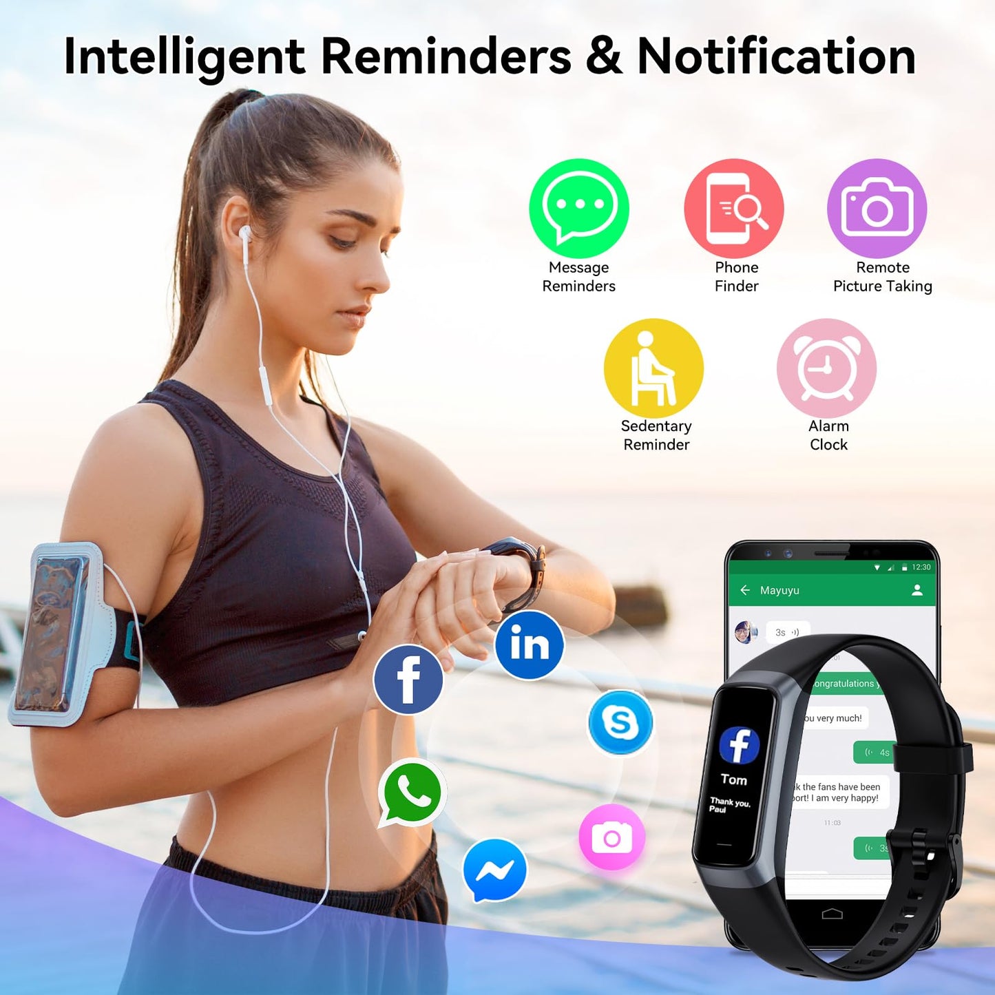 APPBYER Fitness Tracker,Step Tracker,Activity Trackers with 24/7 Heart Rate,Blood Oxygen Blood Pressure Sleep Monitor,5 ATM Waterproof,Step Calorie Counter Pedometer Health Smart Watch for Women Men