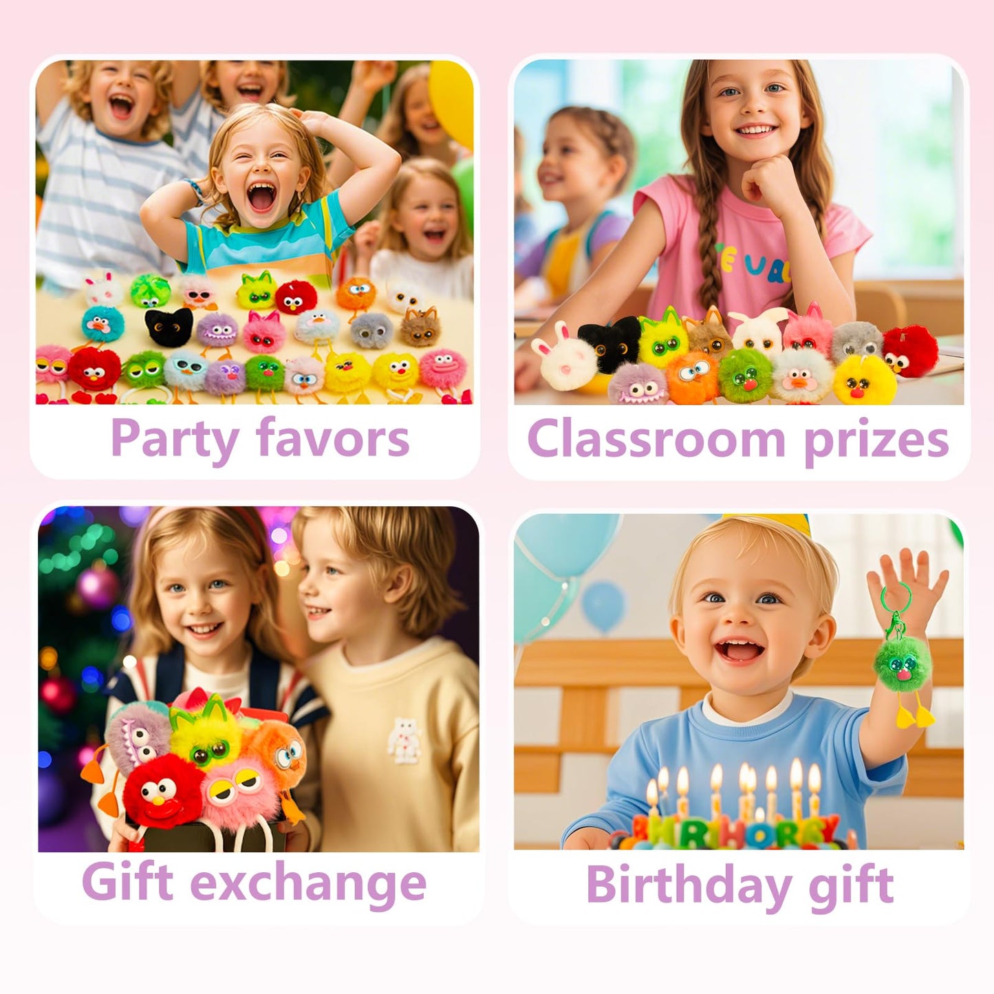 24 PCs Kids Keychains - Keychain Cute for Birthday Goodie Bags for Kids Party Favors Pinata Toys Classroom Prizes Elementary Carnival Prizes in Bulk Operation Christmas Child Bulk Items Class Prizes