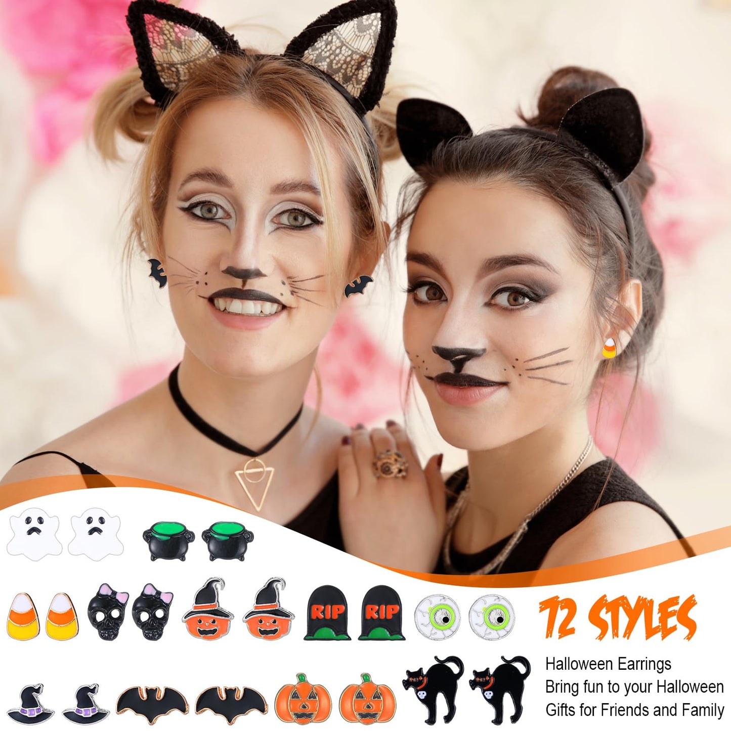 Ferreve 108 Pairs Holiday Earrings for Women Holiday Earrings Variety Pack Summer Fall Thanksgiving Gifts Party Favors(Ear Stud Style)