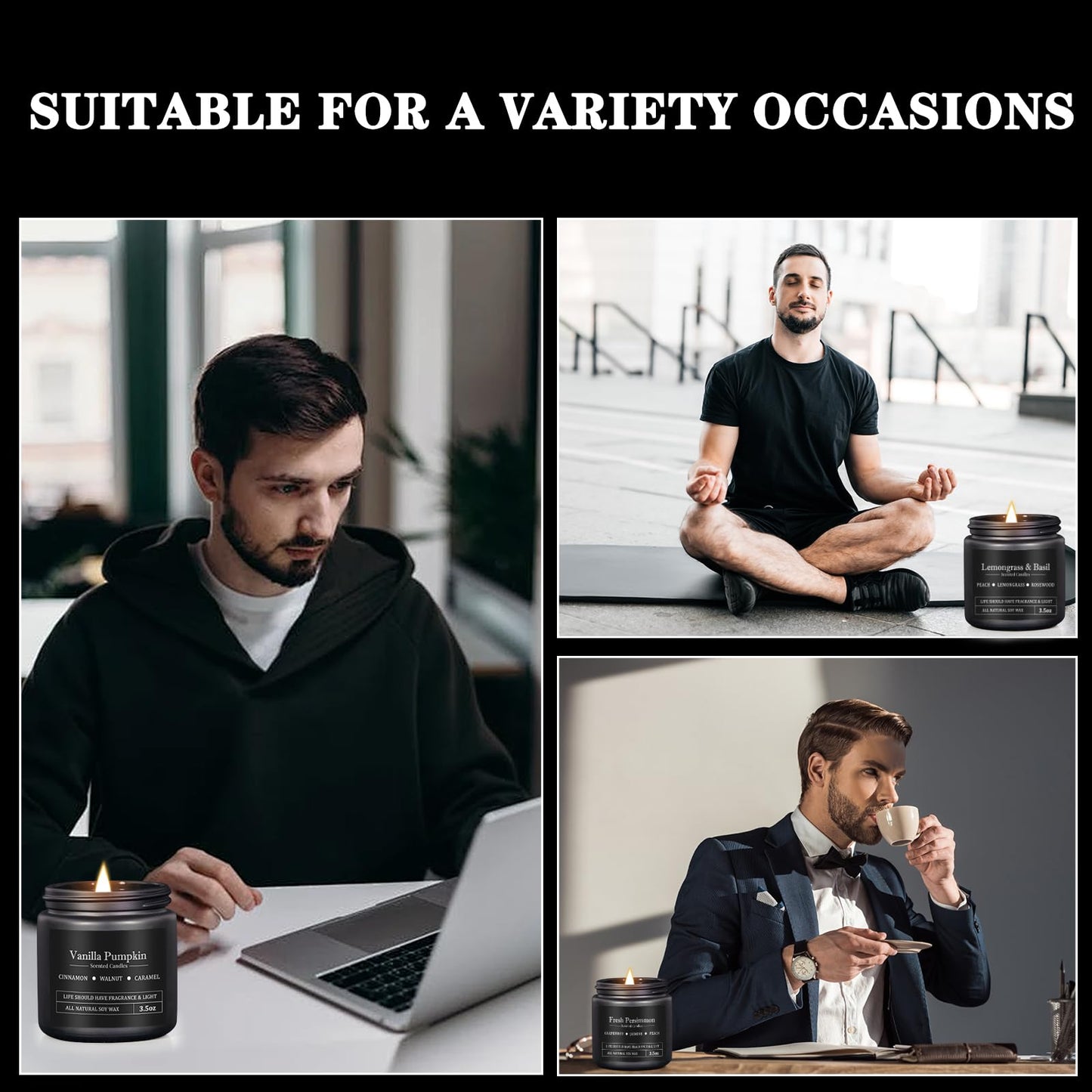 10 Pack Scented Candles Set Gifts for Men, Aromatherapy Candle Set Gift for Dad, Boyfriend, Birthday, Anniversary, Father's Day