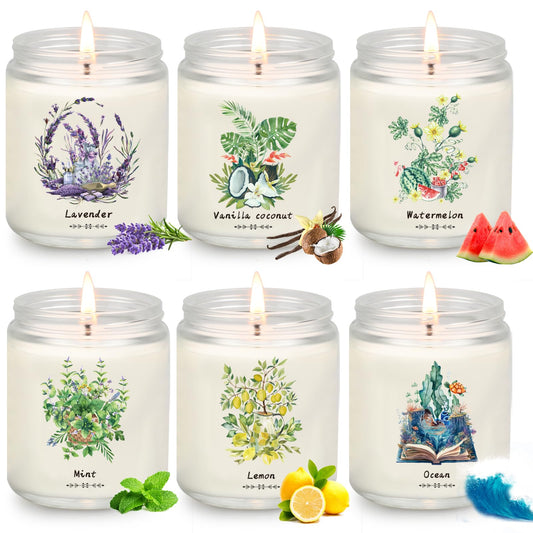 6 Pack Scented Candles for Women, Aromatherapy Candles for Home Scented,37.8 Oz 300 Hour Long Lasting Lavender Candle,Non Toxic Soy Candles Set Gift for Birthday, Christmas, Anniversary Present