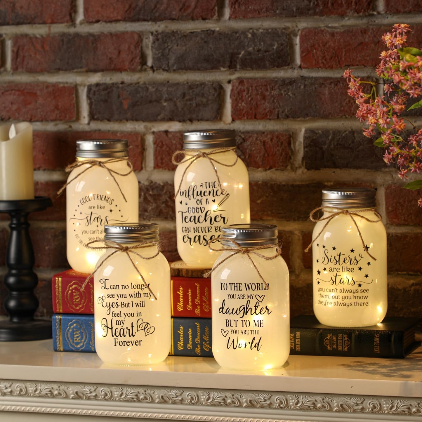Mason Jar Night Lights for Sister, Sister Birthday Gifts, Christmas Sisters Gifts from Sister, Mason Jar with Warm Lights, Gift for BFF, Bestie, Best Friends
