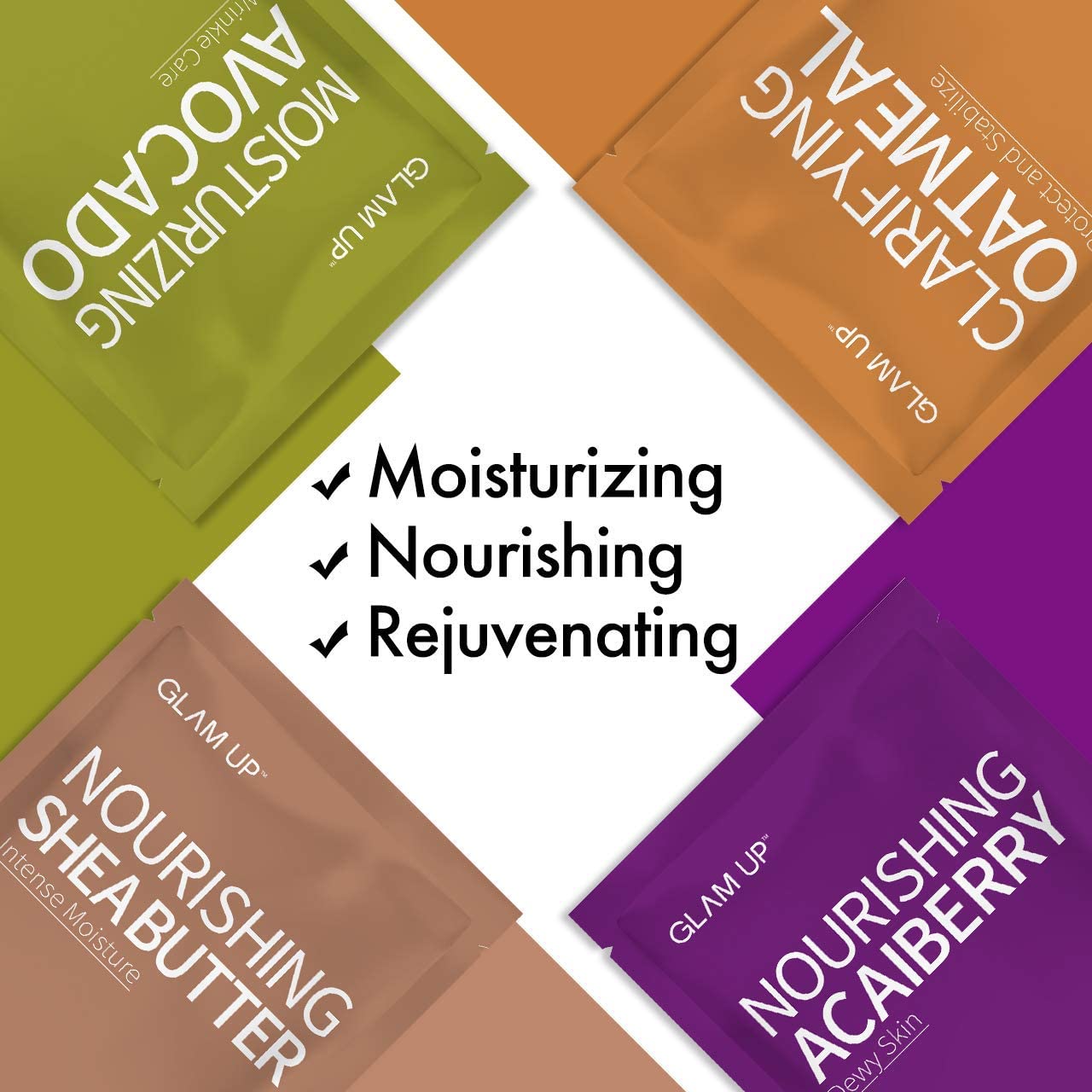 GLAM UP Premium Facial Sheet Mask 12 Combo (Pack of 12) | Clean Face Masks Skincare, Hydrating Face Masks, Moisturizing, Soothing, Beauty Mask For All Skin Type Variety Beauty Mask Set