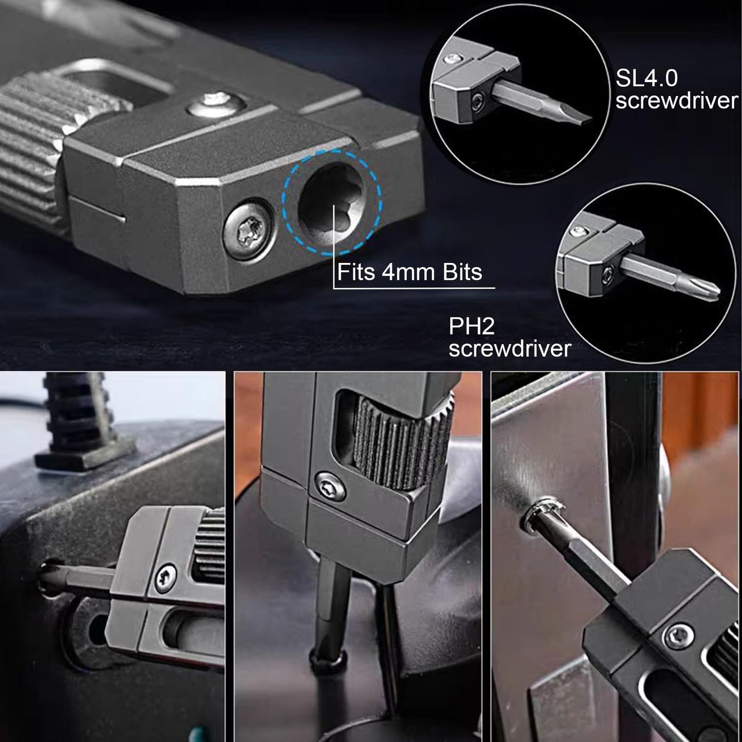 Titanium Keychain Wrench – Mini EDC Adjustable Spanner with Screwdriver, Pocket Tool for Everyday Carry, Travel, Outdoor, Camping – Stocking Stuffers For Men, Dads, and EDC Lovers