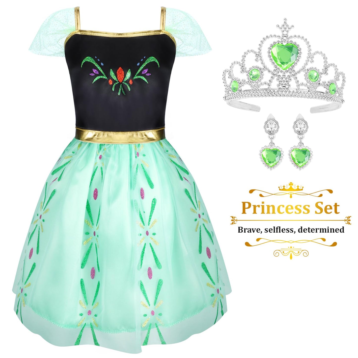 18 Pcs Princess Dress Up Clothes for Little Girl Role Play Costume Gift Set, Princess Dress Up Toys for Toddler Girls, Birthday Christmas Party Gifts for Girls Aged 3-6 Years Old