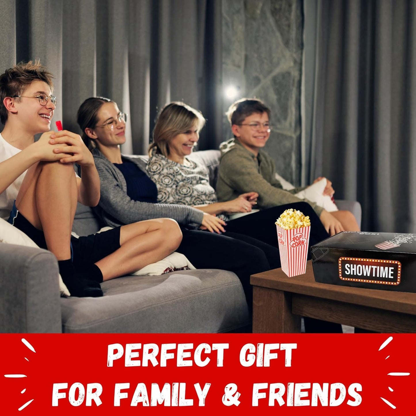 Movie Night Gift Basket – 33-Piece Gift Box with Popcorn, Candy, Snacks & Bingo – Birthdays, Date Night, Family, Kids, Adults, Mom, Dad, Teens, Christmas, Mothers Day, Fathers Day, Raffle & Fundraiser