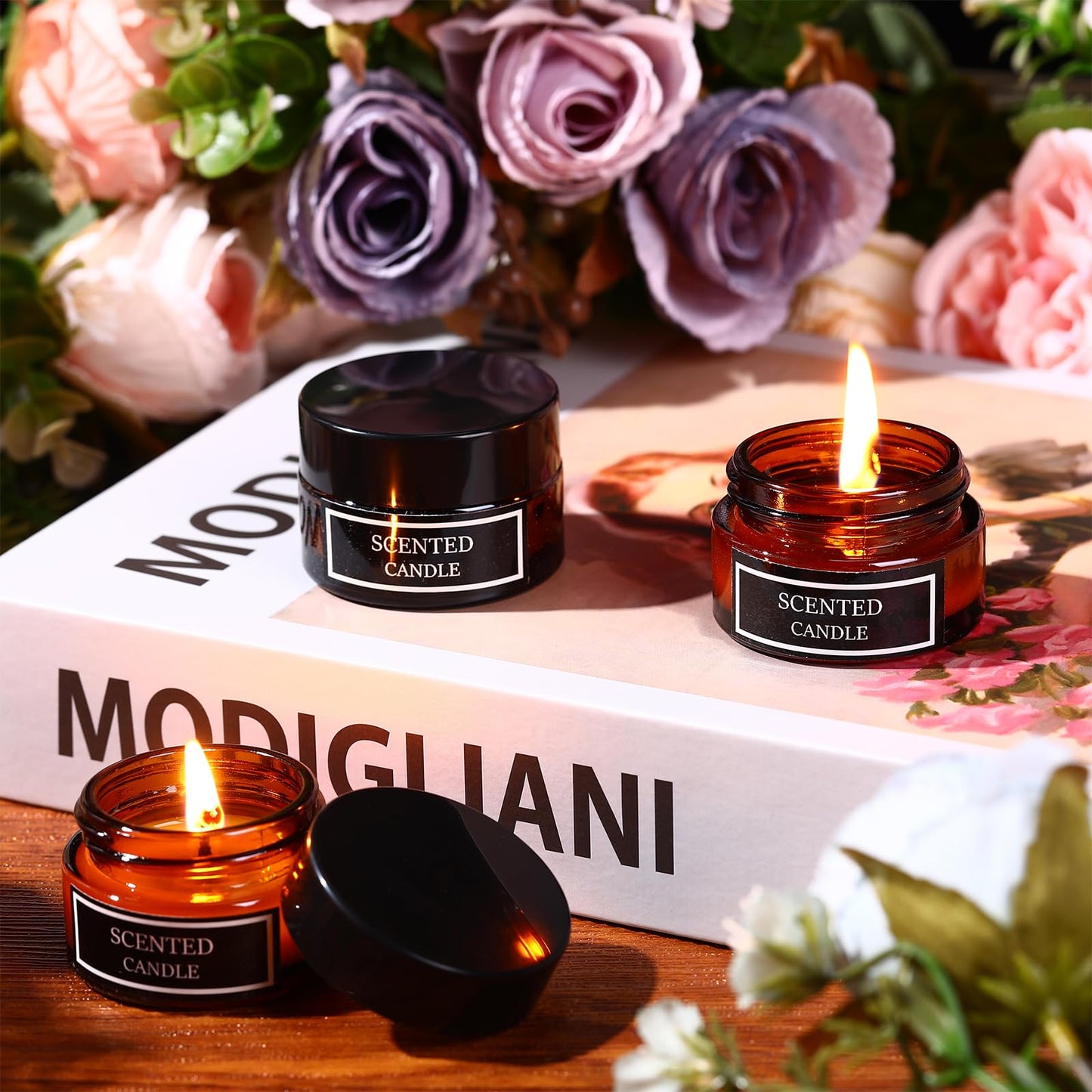 Conelist 24 Pieces Mini Candles Scented Candle Soy Wax Candles Aromatherapy Candles for Women Mini Candles Party Favors 4 Scents Long Lasting Soy Candle for Wedding Birthday Gifts Travel Anniversary