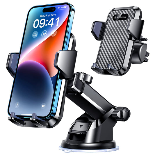 VANMASS 【85+LBS Strongest Suction & Military-Grade 2025 Ultimate Car Phone Mount【Patent & Safety Certs】 Cell Phone Holder Truck Desk for Dashboard Windshield Vent for iPhone 16 15 Pro Max 14 Samsung