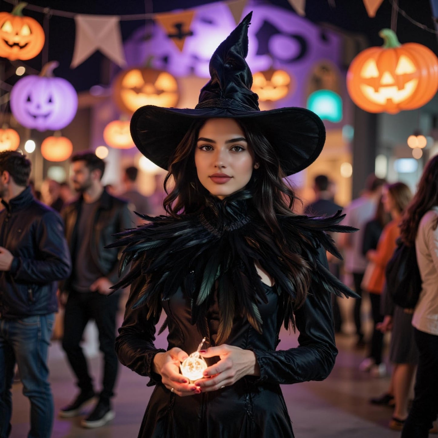 HOMELEX Black Witch Feather Collar Crow Shawl Costume Halloween Swan Wings Accessories Cape for Women