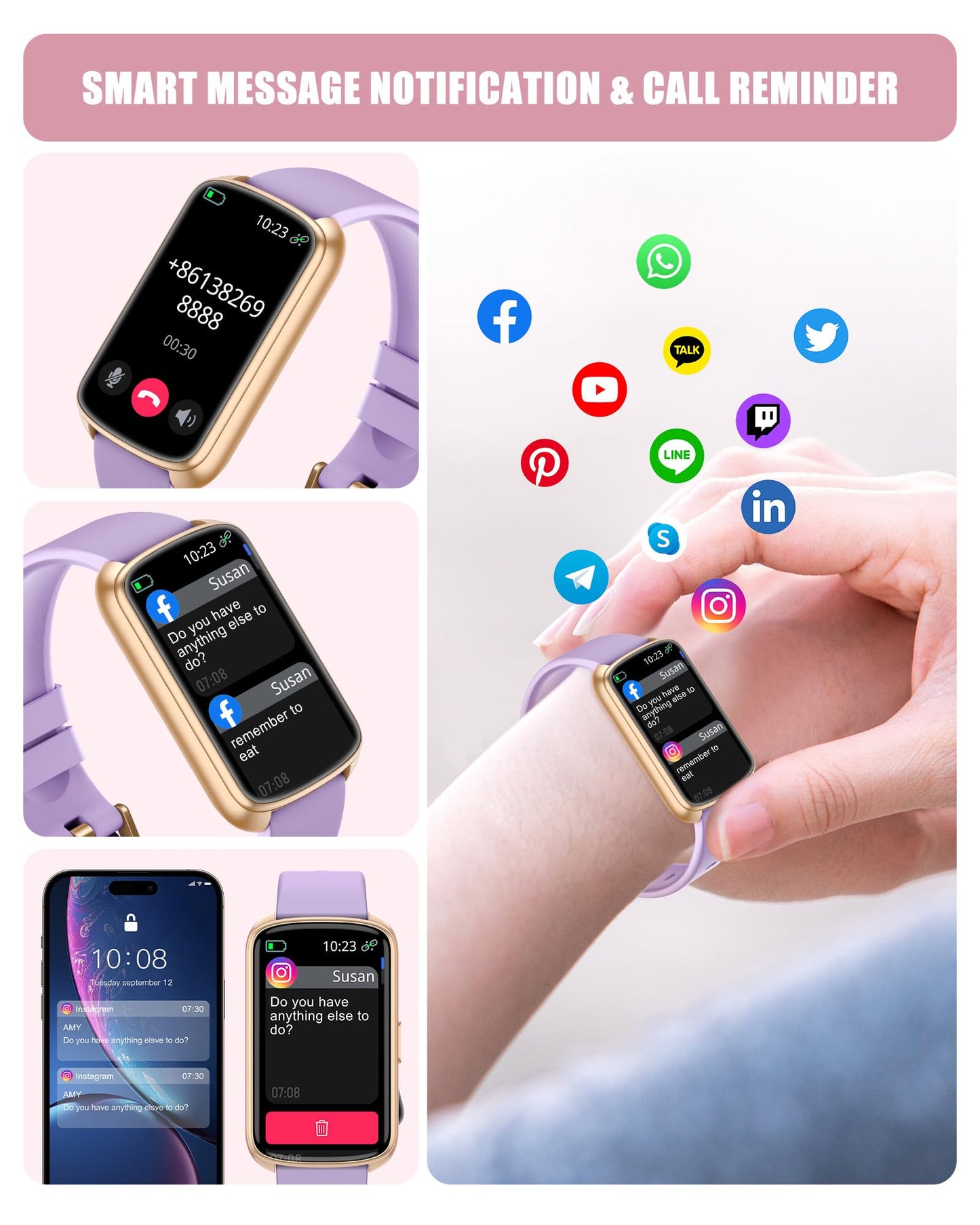 Fitness Tracker, Smart Watch for Women Men with 24/7 Heart Rate/Blood Pressure/Blood Oxygen Monitor,Sleep Tracker,Step & Calorie Counter, IP68 Waterproof Fitness Watches Compatible with Android&iPhone