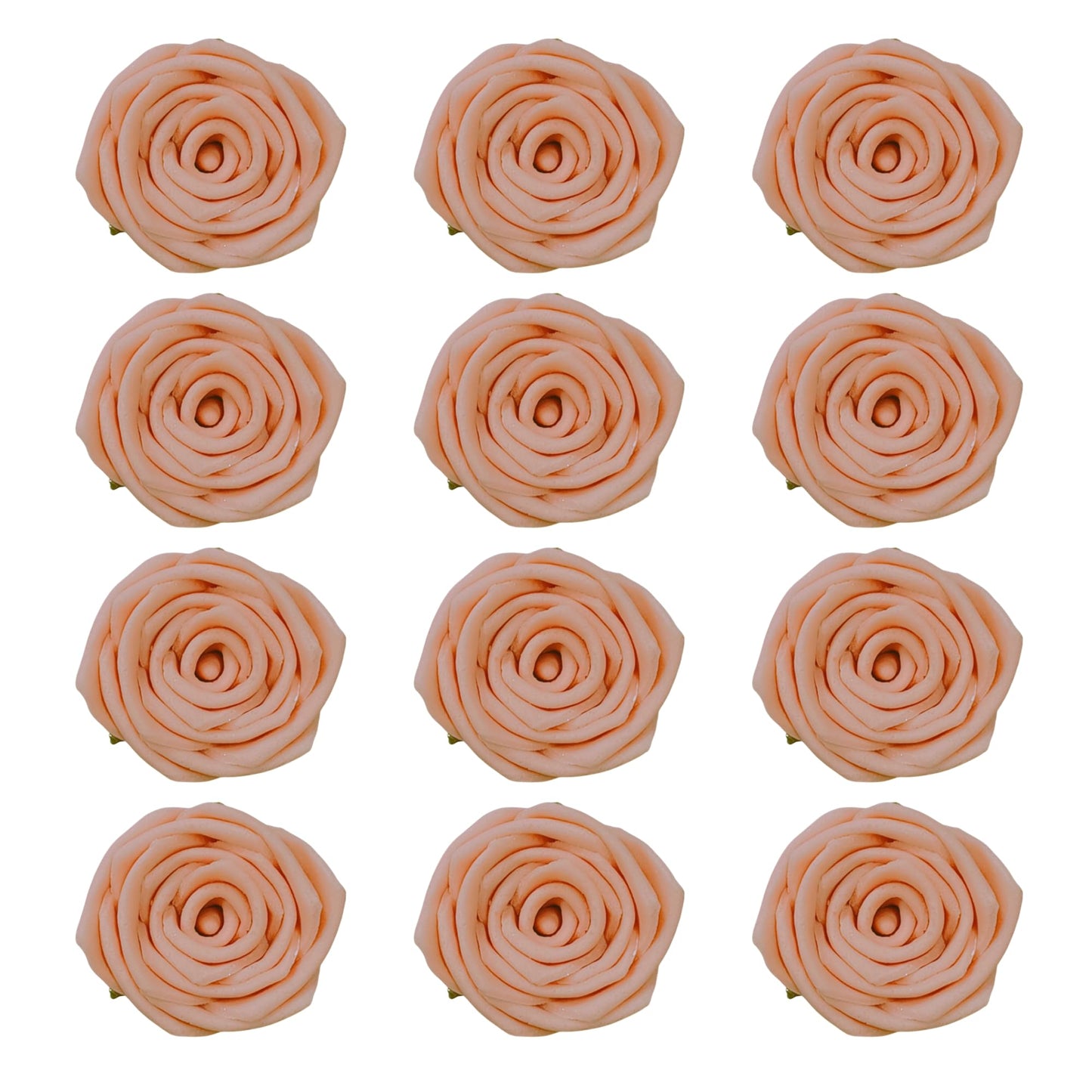 Confect Edible Rose Topper | Pretty Peach Pearl Edible Rose Toppers for Cakes, Cupcakes & Doughnuts | Perfect for Cake Decorations & Cupcake - Vegan, Dairy-Free, Palm Oil-Free - Pack of 12