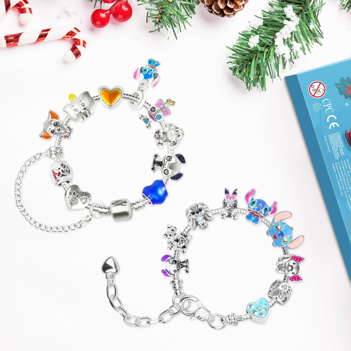 Advent Calendar 2025 Girls, 24 Days Christmas Countdown Calendar with 2 Bracelets and 22Pcs Unique Cartoon Charm Beads, Christmas Gifts for Girl Kids Teens