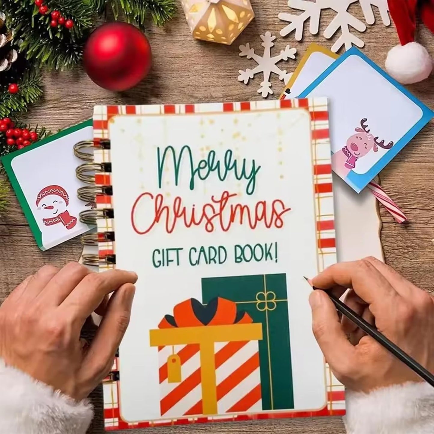Christmas Gift Card Book Holder, DIY Spiral Bound Merry Christmas Gift Card Book 5x7 Pages Open When Envelopes, Holiday Student Gifts for Her-Him-Friends-Son College Care Cards Package(3pcs)