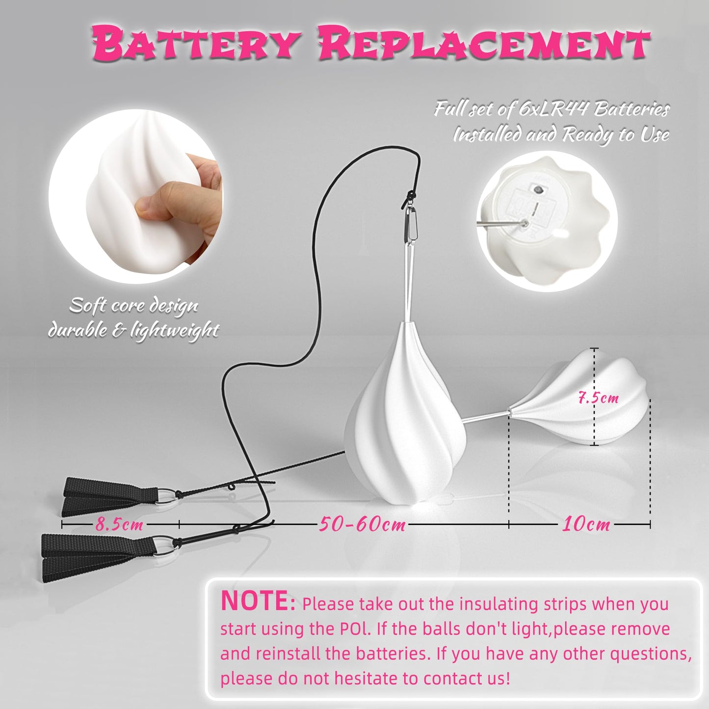 LED Poi Balls Set for Children and Adults - Luminous Premium Toy for Beginners & Professionals | LED Pois Kids Juggling | Juggling Set & Light Painting Accessories | Fire Poi Balls & Luminous Balls