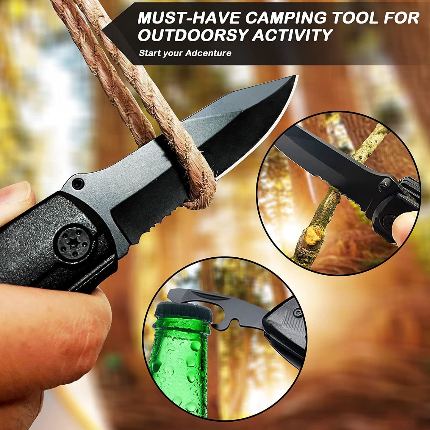 Multitool Pocket Knife for Men, Gifts for Boyfriend, Him, Husband, Dad, Multi Tool Tactical Plier With Nylon Sheath, Stocking Stuffer 'I LOVE YOU'