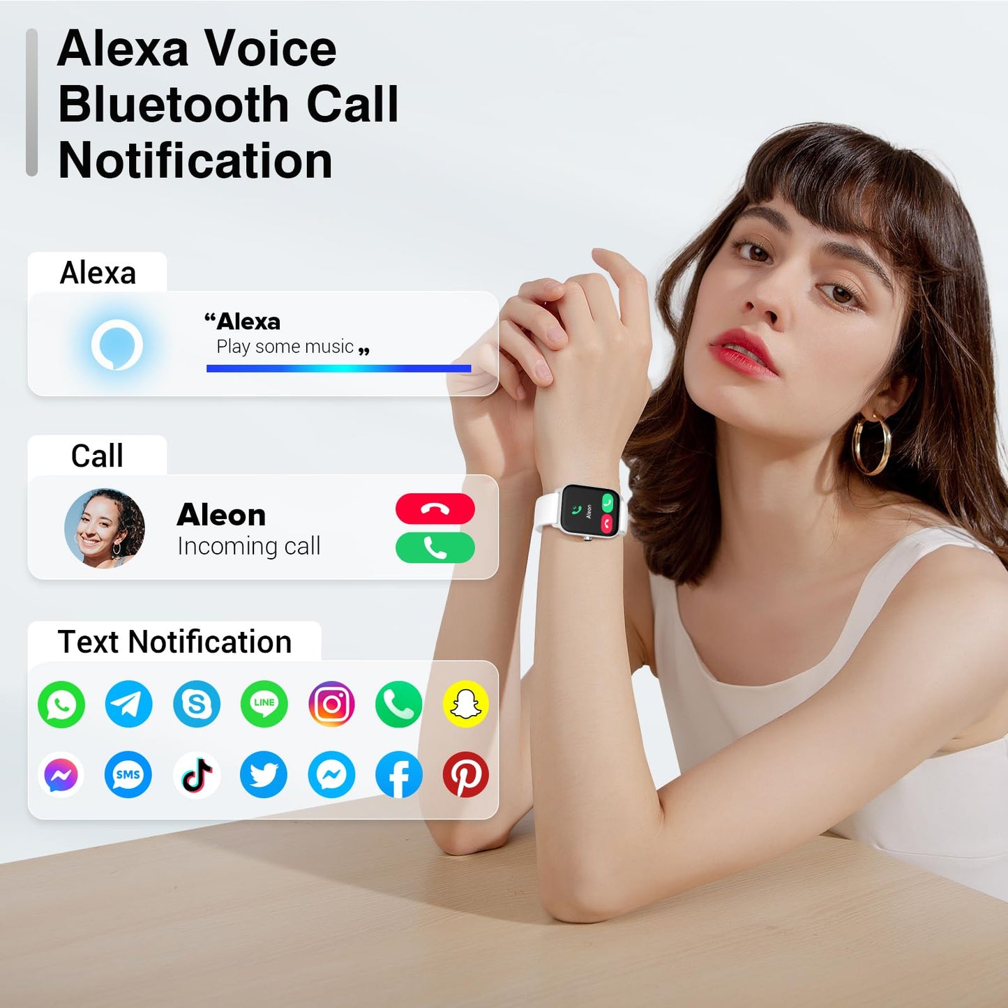 Smart Watches for Women Men, 2025 Smartwatch 1.8'' Alexa Fitness Tracker Smart Watch Compatible for Android iPhone with Bluetooth Call (Answer/Make), IP68 Waterproof Heart Rate/Sleep/SpO2 Monitor 110+