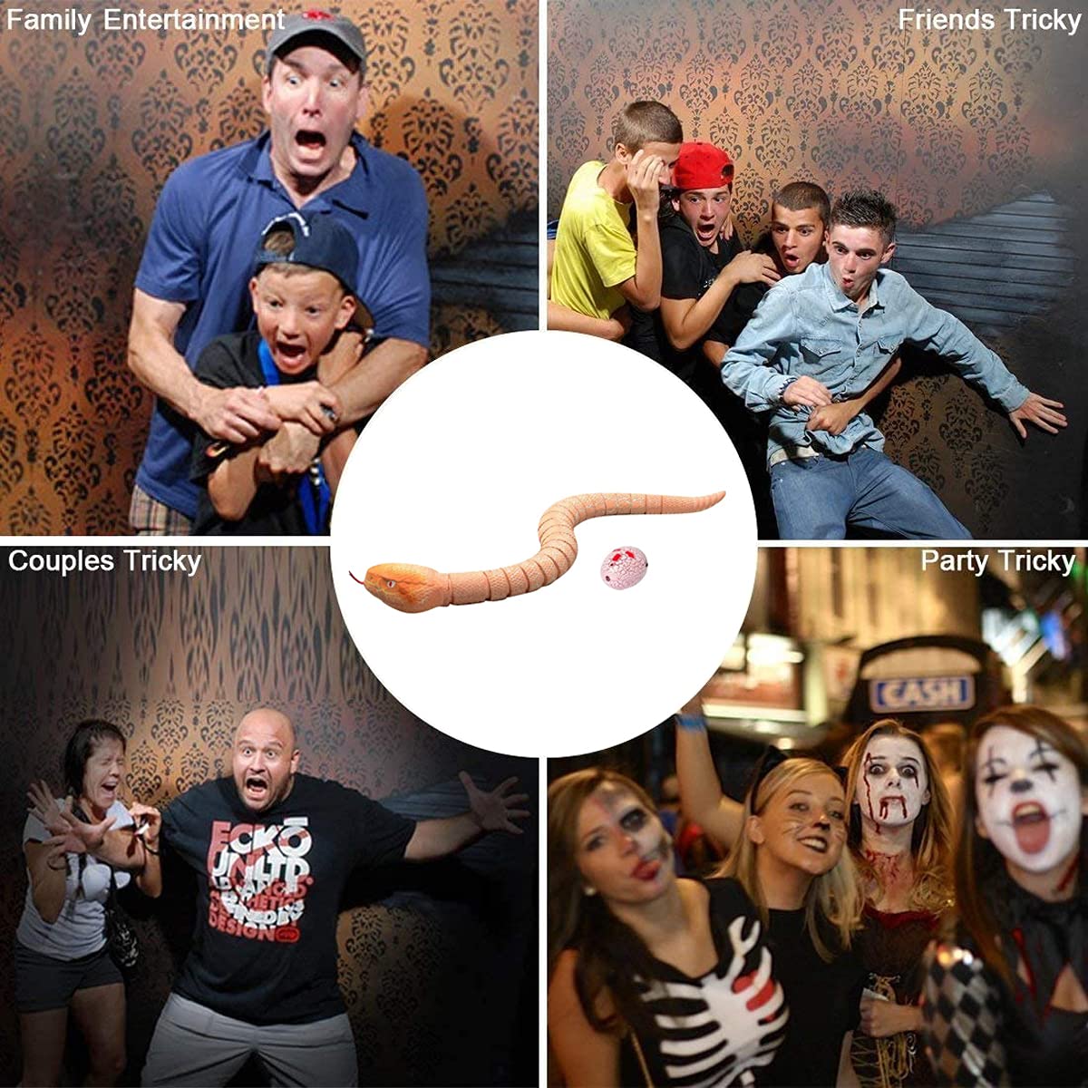 Vicketoy Remote Control Snake Toy, Realistic RC Snake Toy USB Rechargeable Robot Rattlesnake Model 16" Long Animal Prank Toy for Kids and Adults Christmas Halloween Birthday Gifts (Orange)