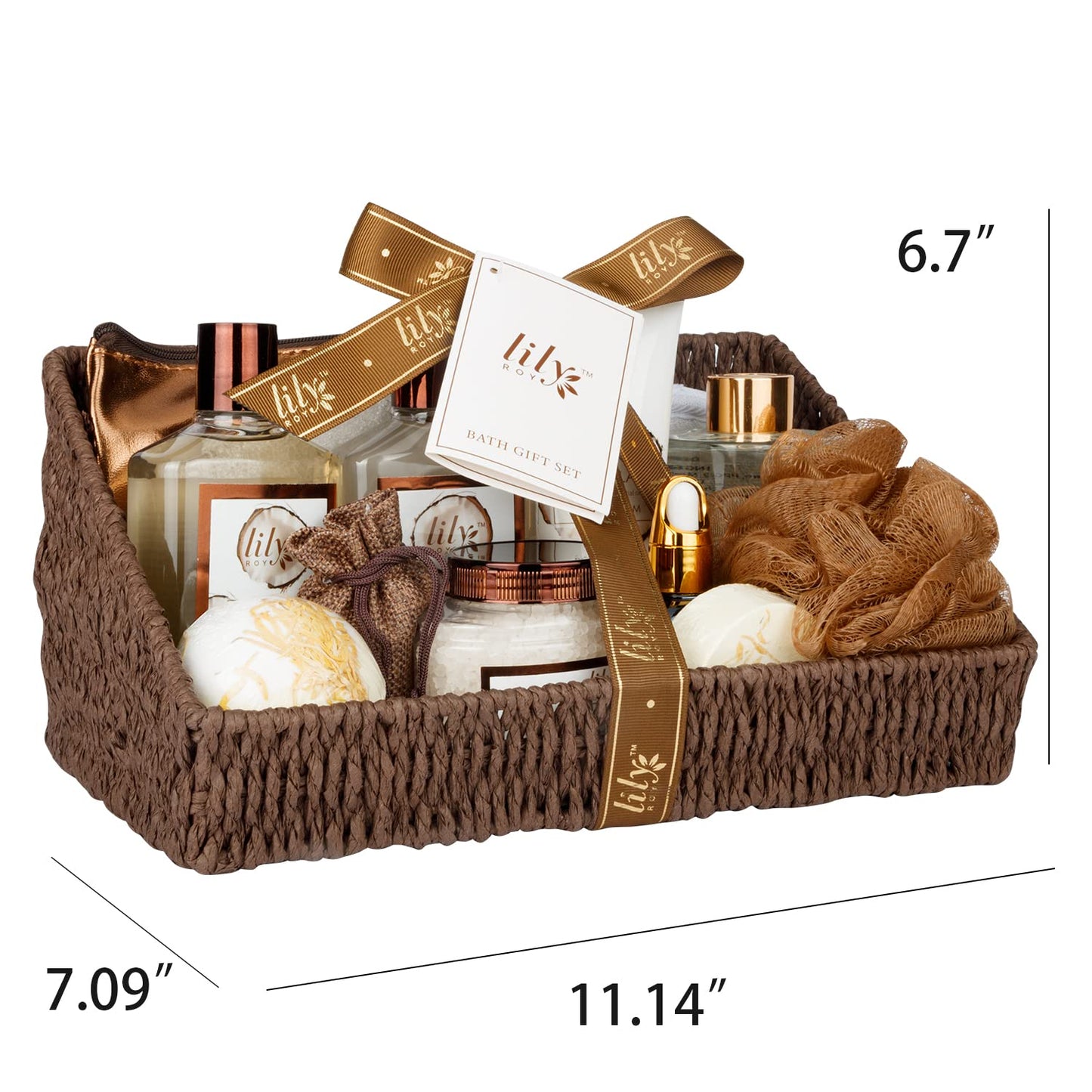 Bath and Body Gift Basket Set for Women - Coconut Vanilla Spa Gift Basket for Women 17-Piece Luxury Bath Gift Set with Shower Gel Self Care Pampering Gifts for Mothers Day, Christmas, Birthday Gifts