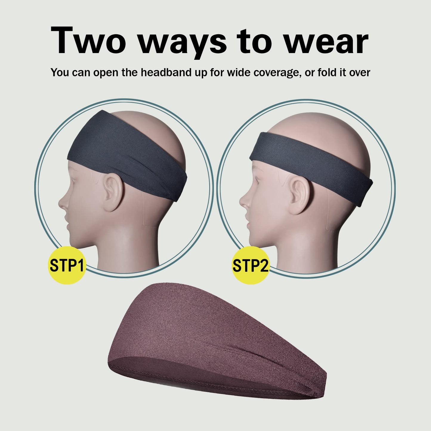 Pilamor Sports Headbands for Men (5 Pack),Moisture Wicking Workout Headband, Sweatband Headbands for Running,Cycling,Football,Yoga,Hairband for Women and Men (White, Brown, Dark Gray, Black, Green)