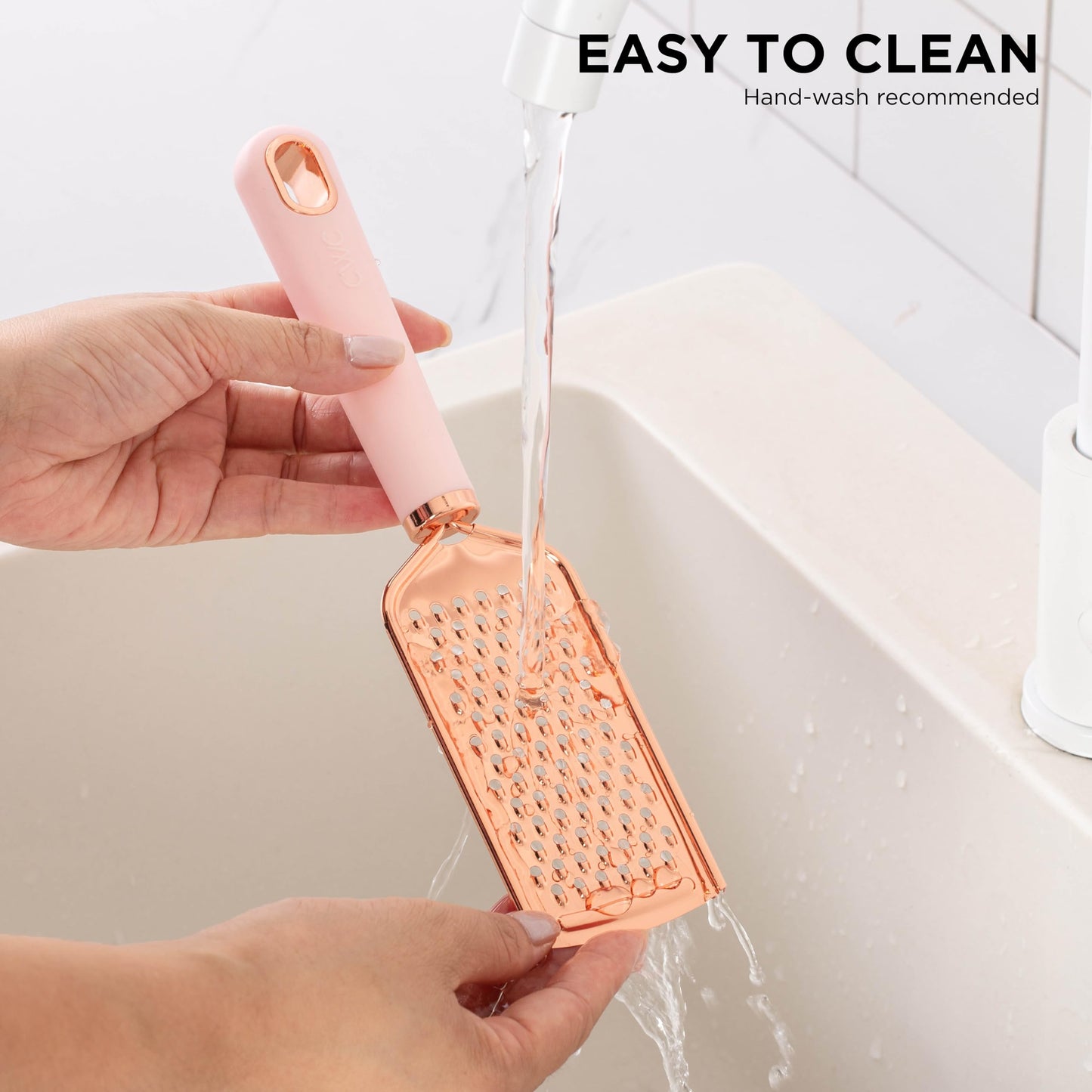 COOK WITH COLOR Kitchen Gadget Set Copper Plated Stainless Steel Utensils with Soft Touch Handles, Copper Pink, 7 Pieces