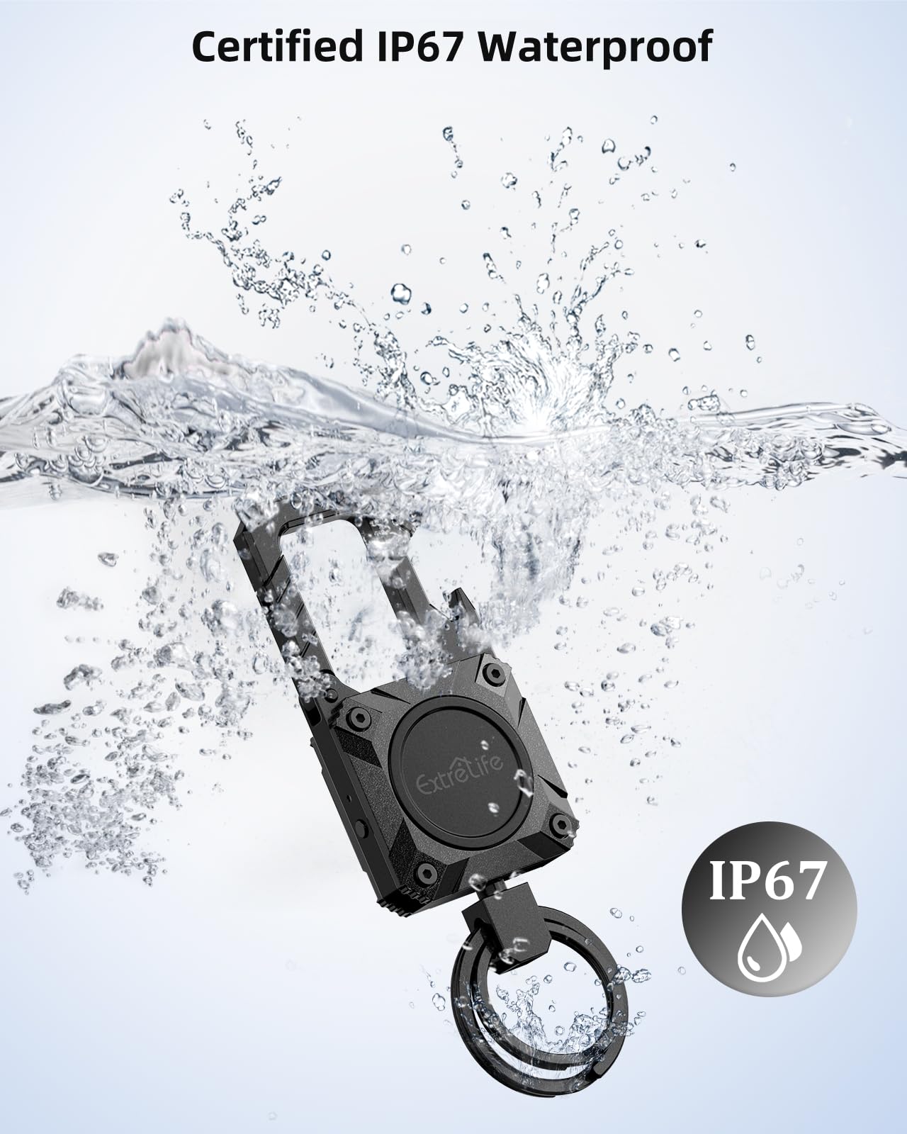 Keychain, Works with Apple Find My, Heavy Duty Keychain Bottle Opener, Carabiner Car Key Chains with Gps Tracker, Key Finder, Bluetooth Tracker for Luggage, Kids, Bags and More, Rechargeable, Black