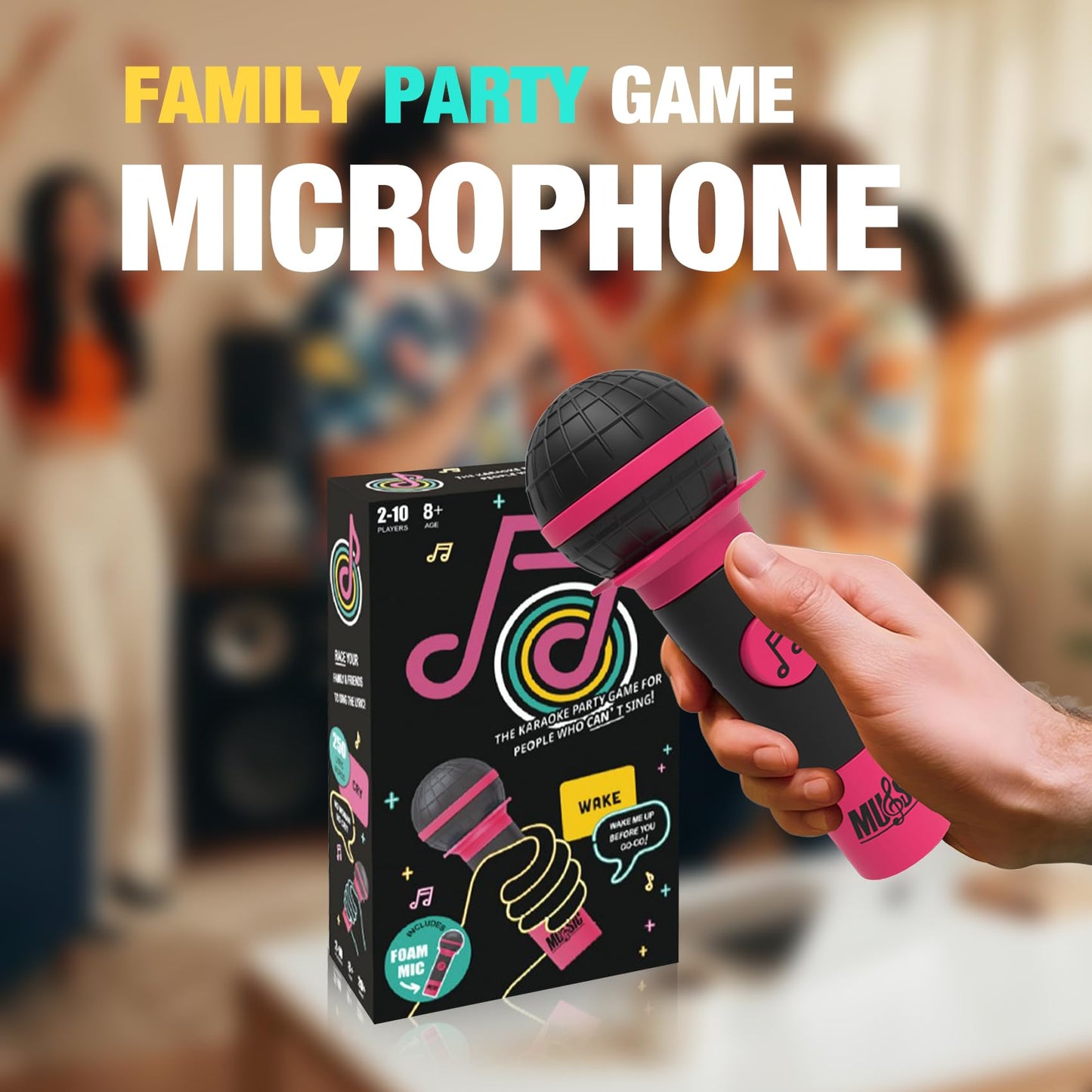 ATG Mic Karaoke Party Game - Hilarious Singing Challenge for Families & Friends with 250 Song Lyrics - Perfect for Game Nights & Birthday Parties 8 Years Old (2-10 Players)