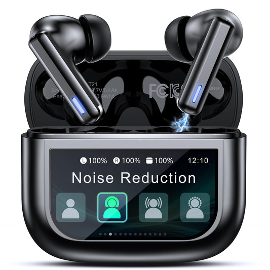 Wireless Earbuds Bluetooth Headphones, Ear Buds with Touch Screen, ANC ENC Noise Cancelling Transparency Mode, 40H Stereo Deep Bass, IPX7 Waterproof, Clear Calls, 5 EQ for iOS Android (Black)