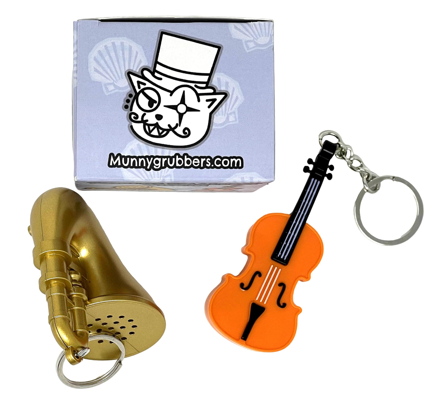 MunnyGrubbers - Original World's Smallest Violin & World's Saddest Trombone Toy Keychain with Playable Sad Sound - Sad Trombone - Mini Tiny Violin Keychain with Sound - Funny Meme - (WSV-V1-1P-WT)
