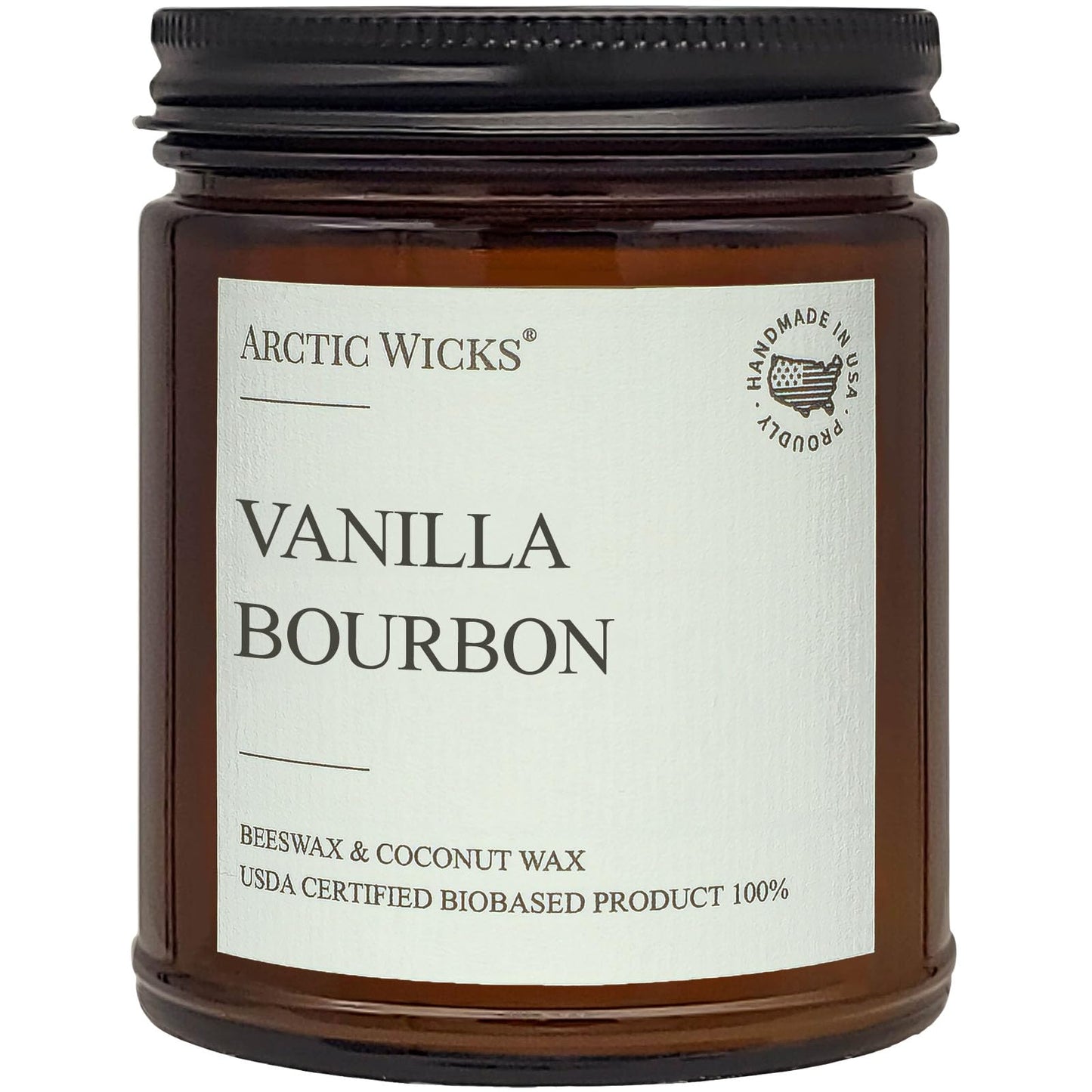 Vanilla Bourbon Candle | Arctic Wicks 9oz Coconut & Beeswax Candles | Scented Non-Toxic Candles for Fall, Winter, Holidays, Gifts For Him, Whiskey Bourbon, Vanilla Candle | USDA Certified Biobased