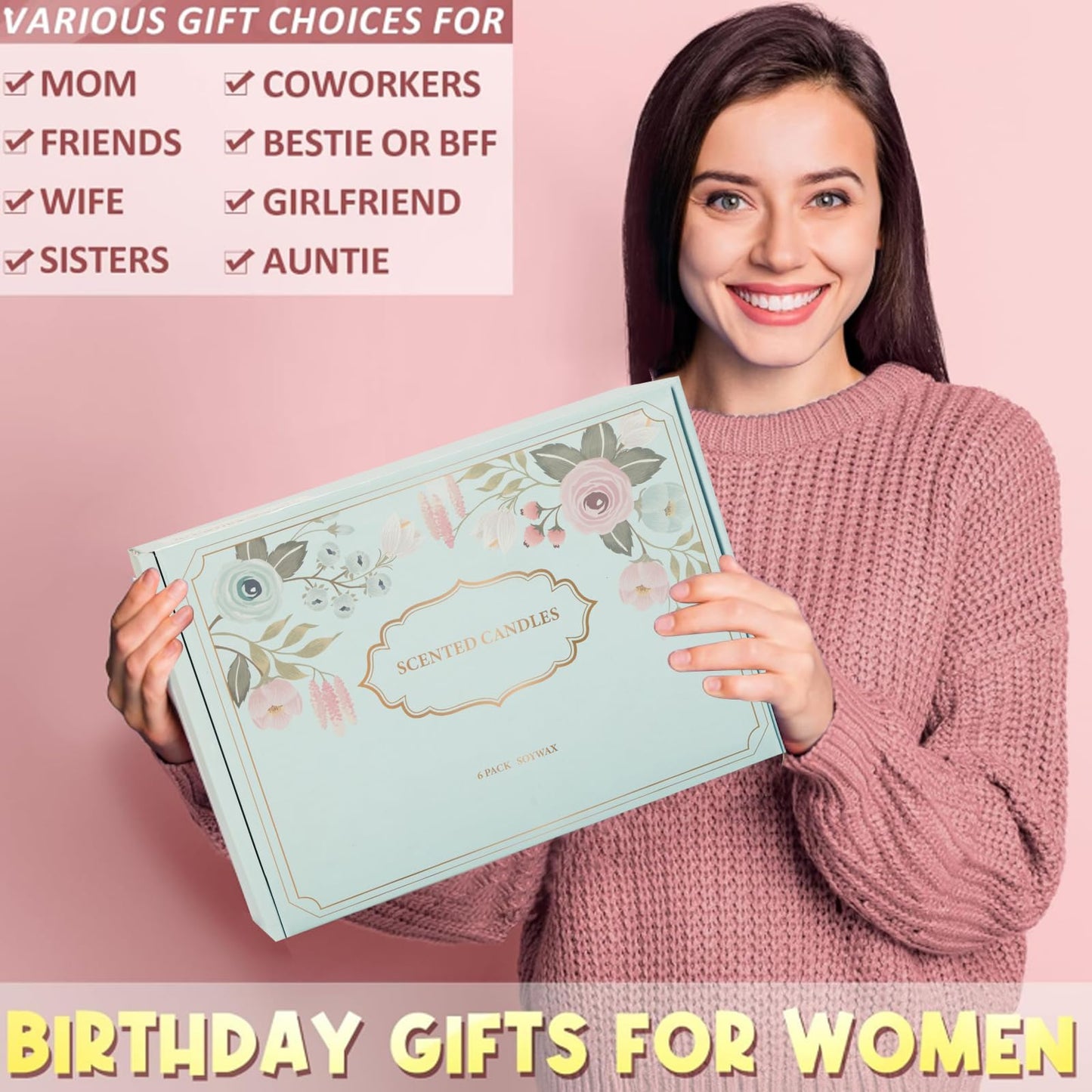 6 Pack Candles for Home Scented,Jar Candles,Lavender Candle,Aromatherapy Candle Gifts Set for Women,Long Lasting Scented Candles Gift for Birthday Mother's Thanksgiving Day Present