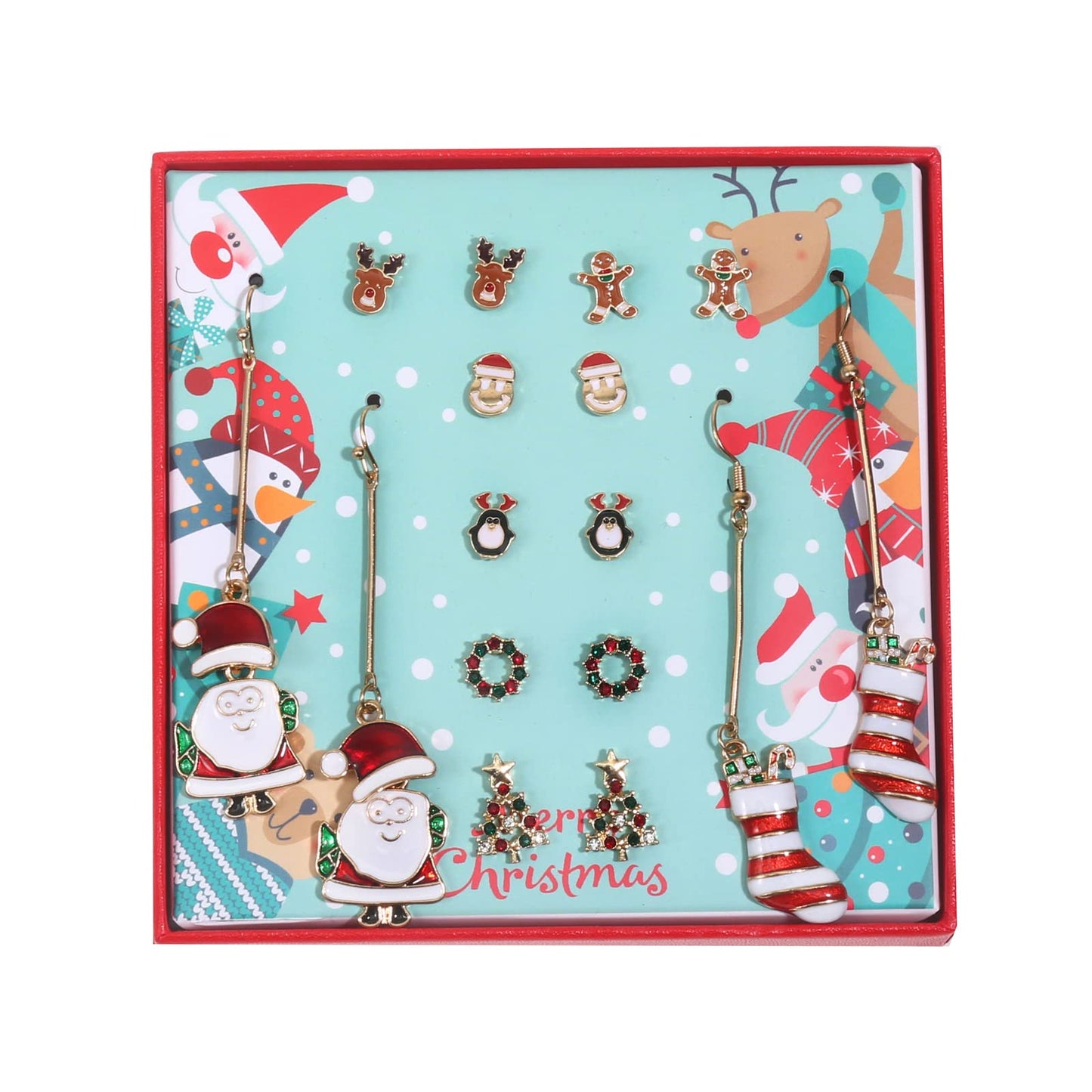 Christmas Drop Dangle Earrings Sets Long Jingle Bell Earrings For Women Xmas Jewelry Christmas Snowman Santa Claus Christmas Tree Penguin Earrings