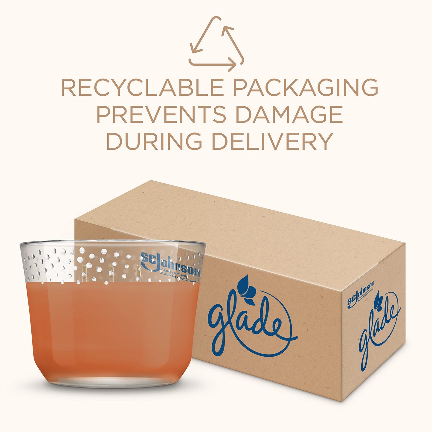 Glade Candle Cashmere Woods, Fragrance Candle Infused with Essential Oils, Air Freshener Candle, 3-Wick Candle, 6.8 Oz