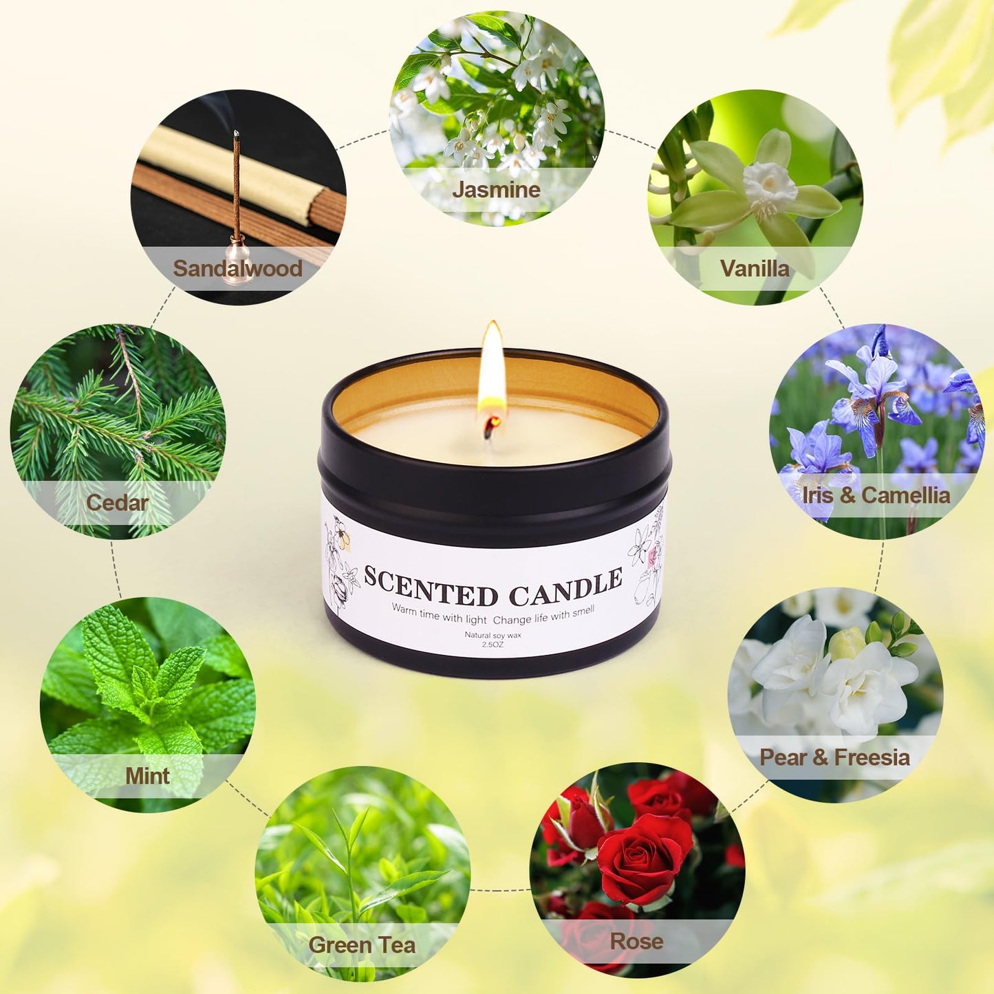 9 Pack Scented Candles Gift for Women and Men, Aromatherapy Candle Set for Home Scented, Small Candle Gift Set Basket for Boyfriend dad him Friend boss Mother Birthday Christmas Thanksgiving